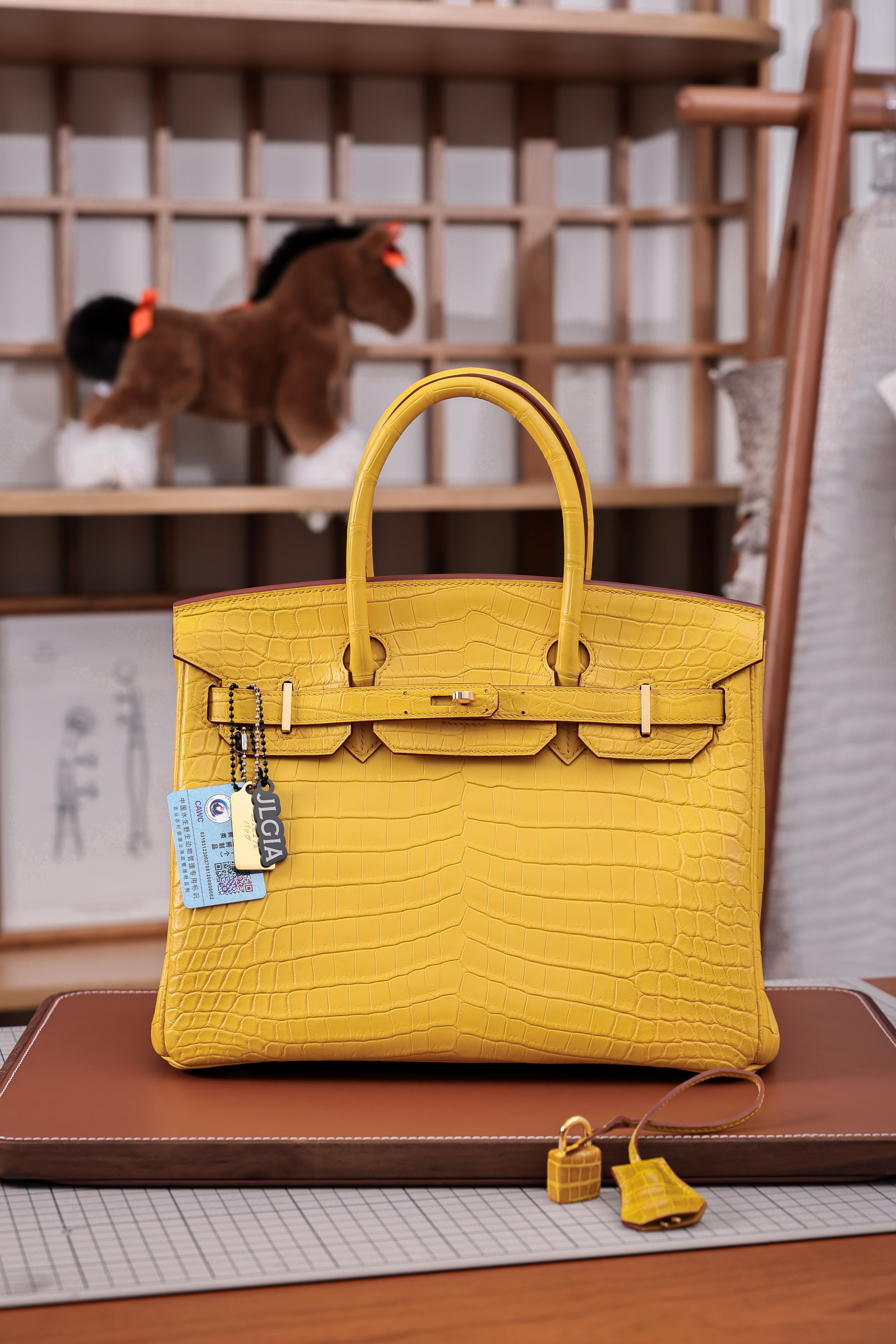 BK-2024 All Handmade Golden / Sliver Hardware Miel Matte Nile crocodile leather