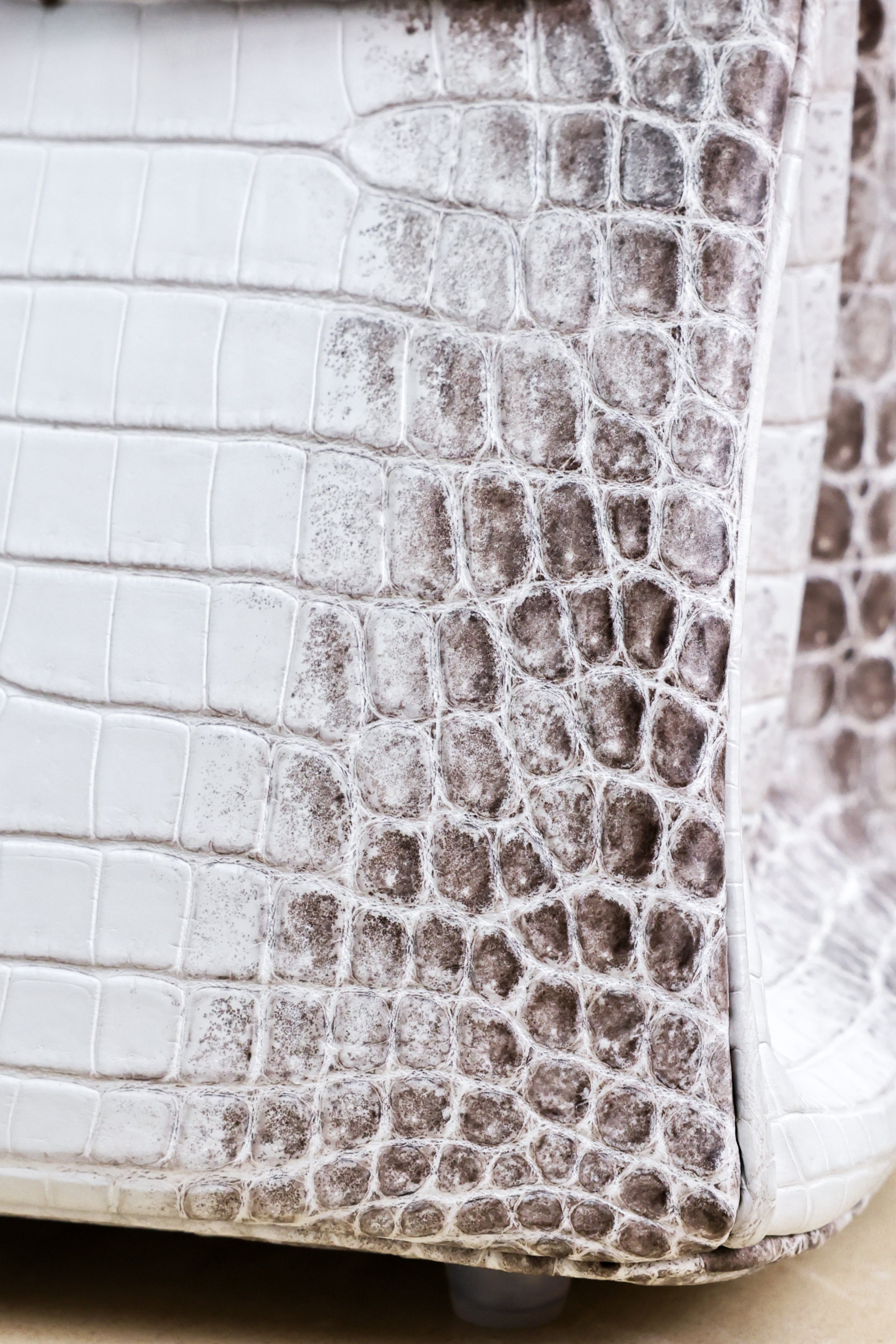 Birkin- All Handmade Golden / Sliver Original gray white Crocodile leather