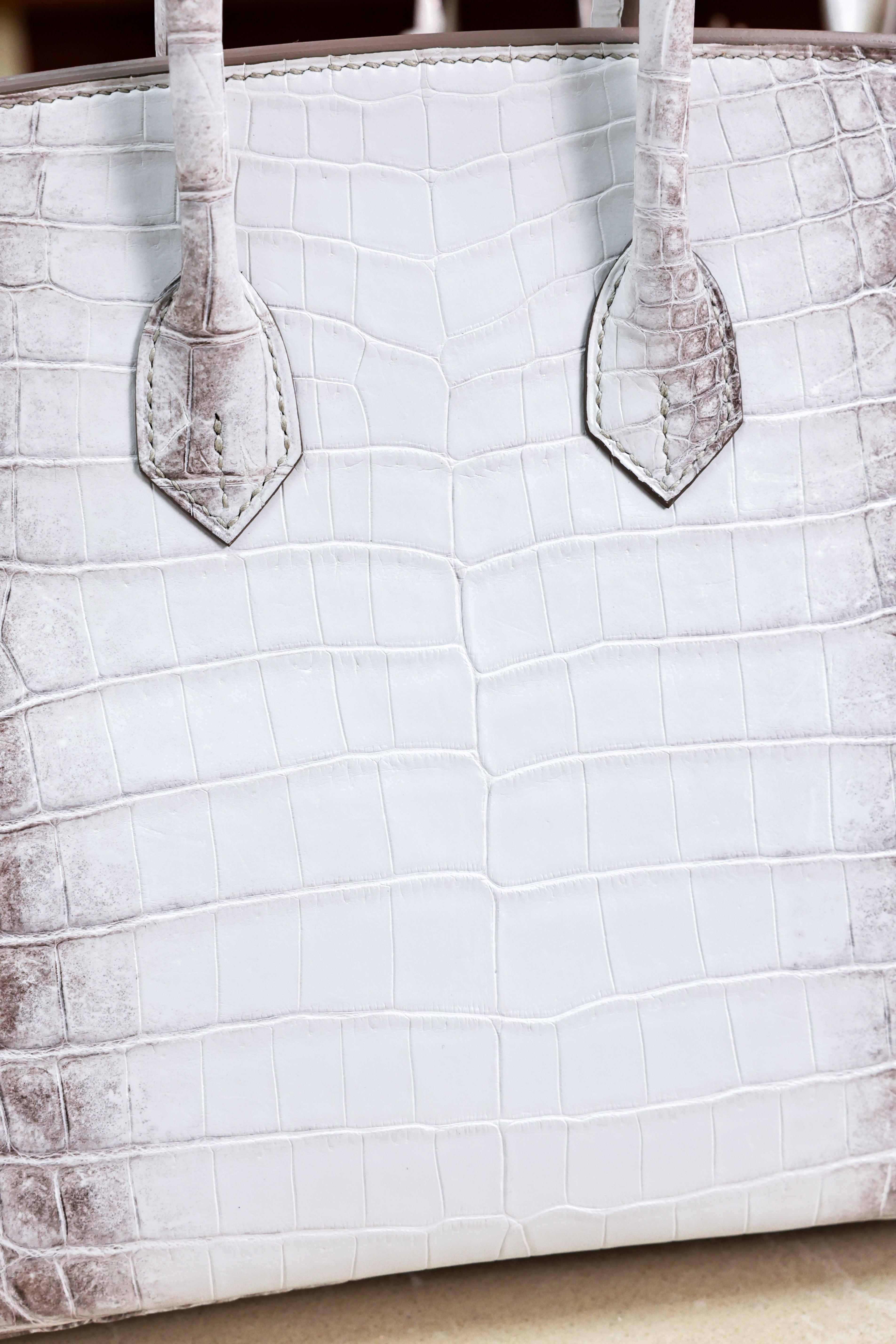 Birkin- All Handmade Golden / Sliver Original gray white Crocodile leather