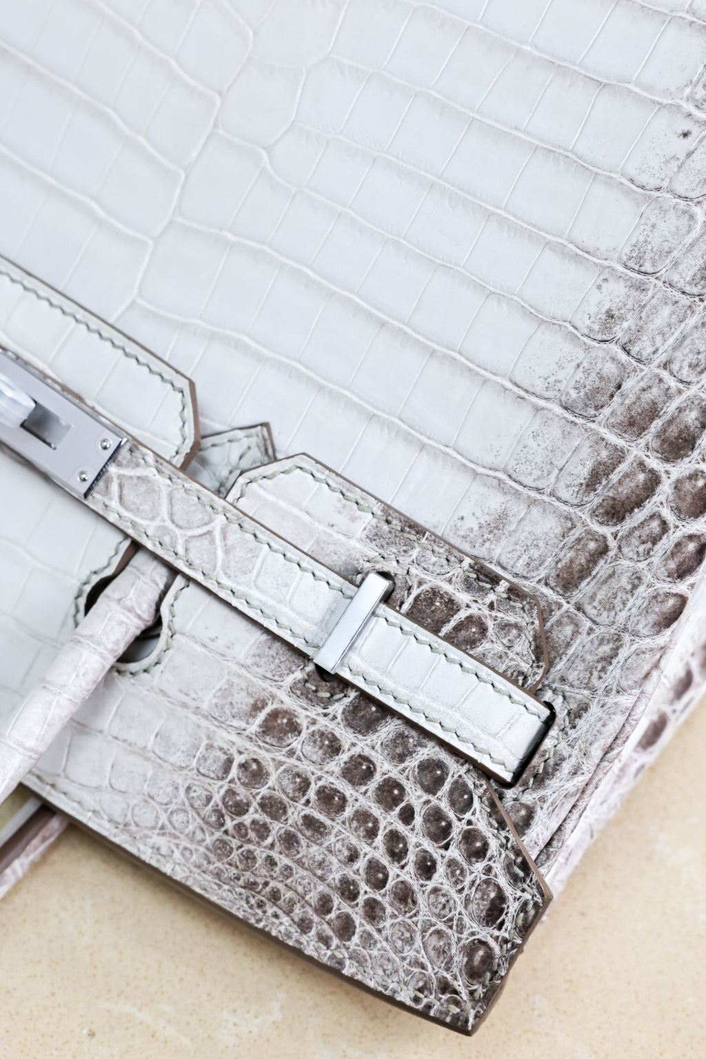 Birkin- All Handmade Golden / Sliver Original gray white Crocodile leather