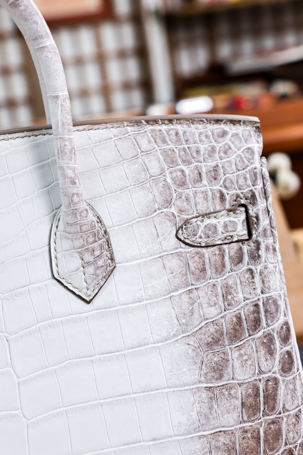 Birkin- All Handmade Golden / Sliver Original gray white Crocodile leather