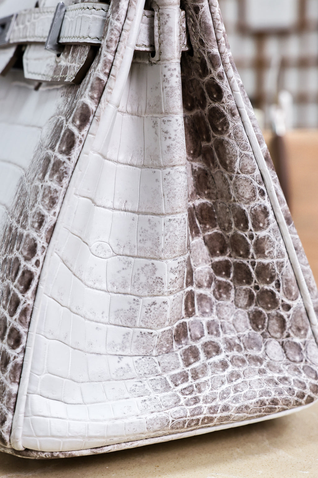 Birkin- All Handmade Golden / Sliver Original gray white Crocodile leather