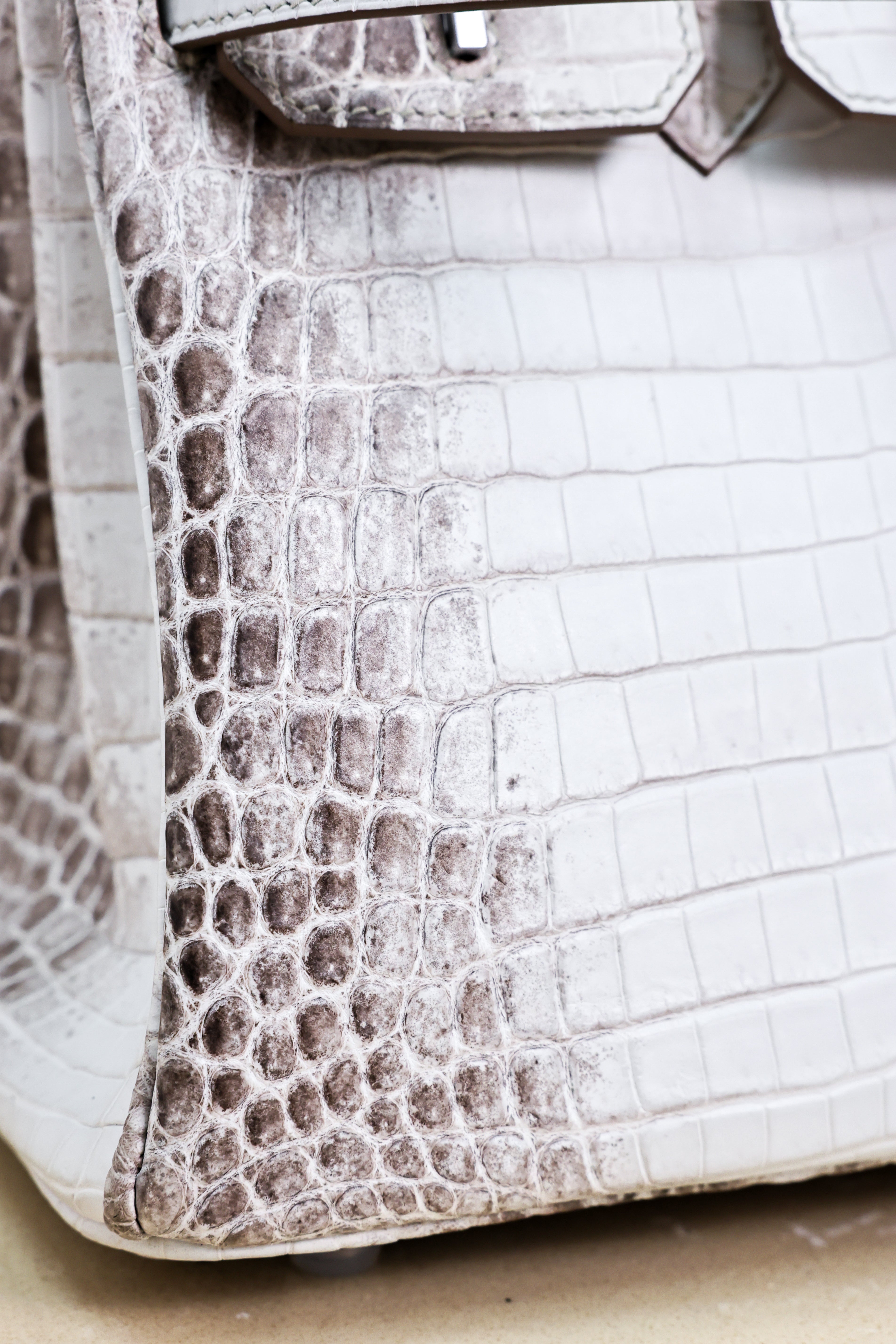 Birkin- All Handmade Golden / Sliver Original gray white Crocodile leather