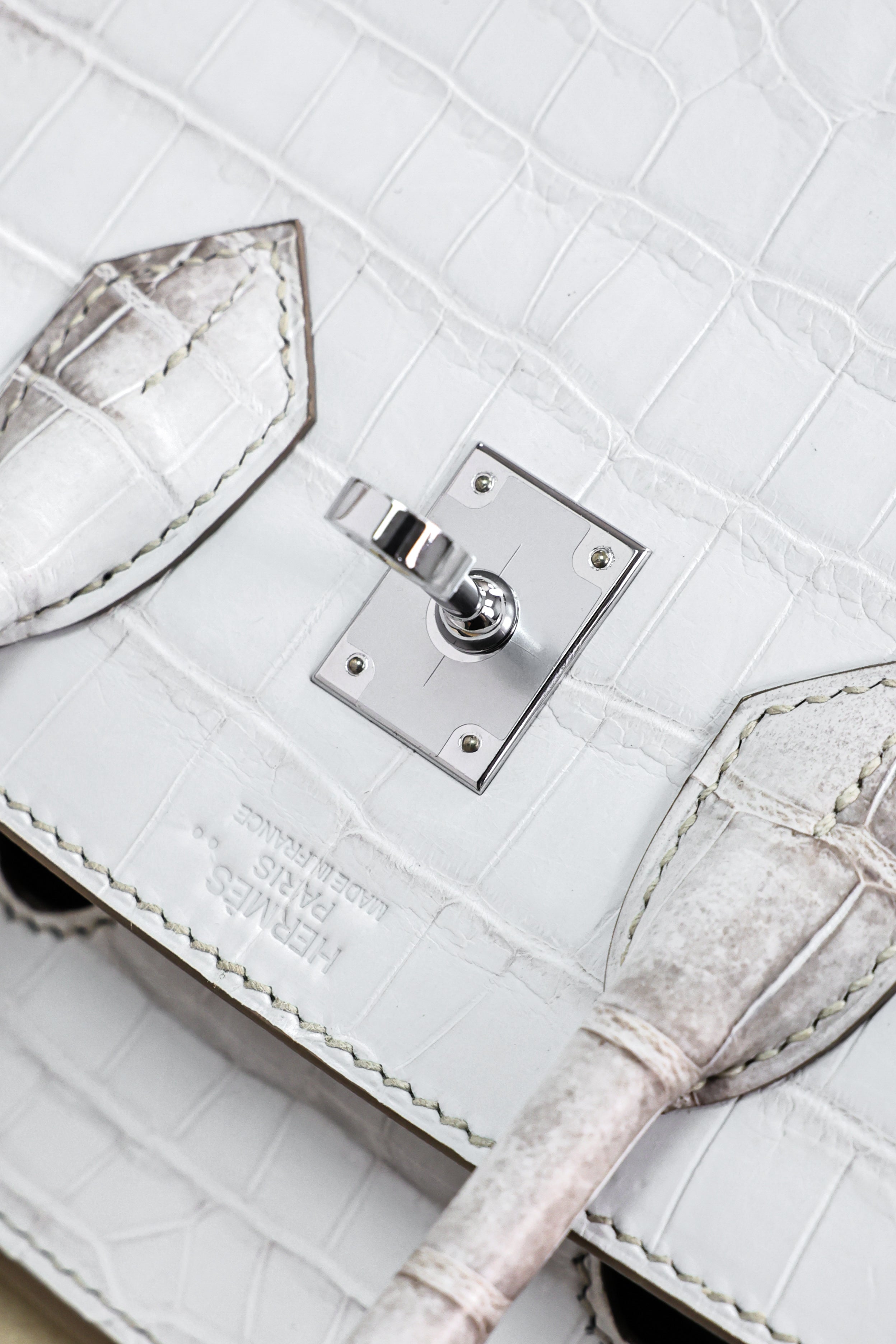 Birkin- All Handmade Golden / Sliver Original gray white Crocodile leather