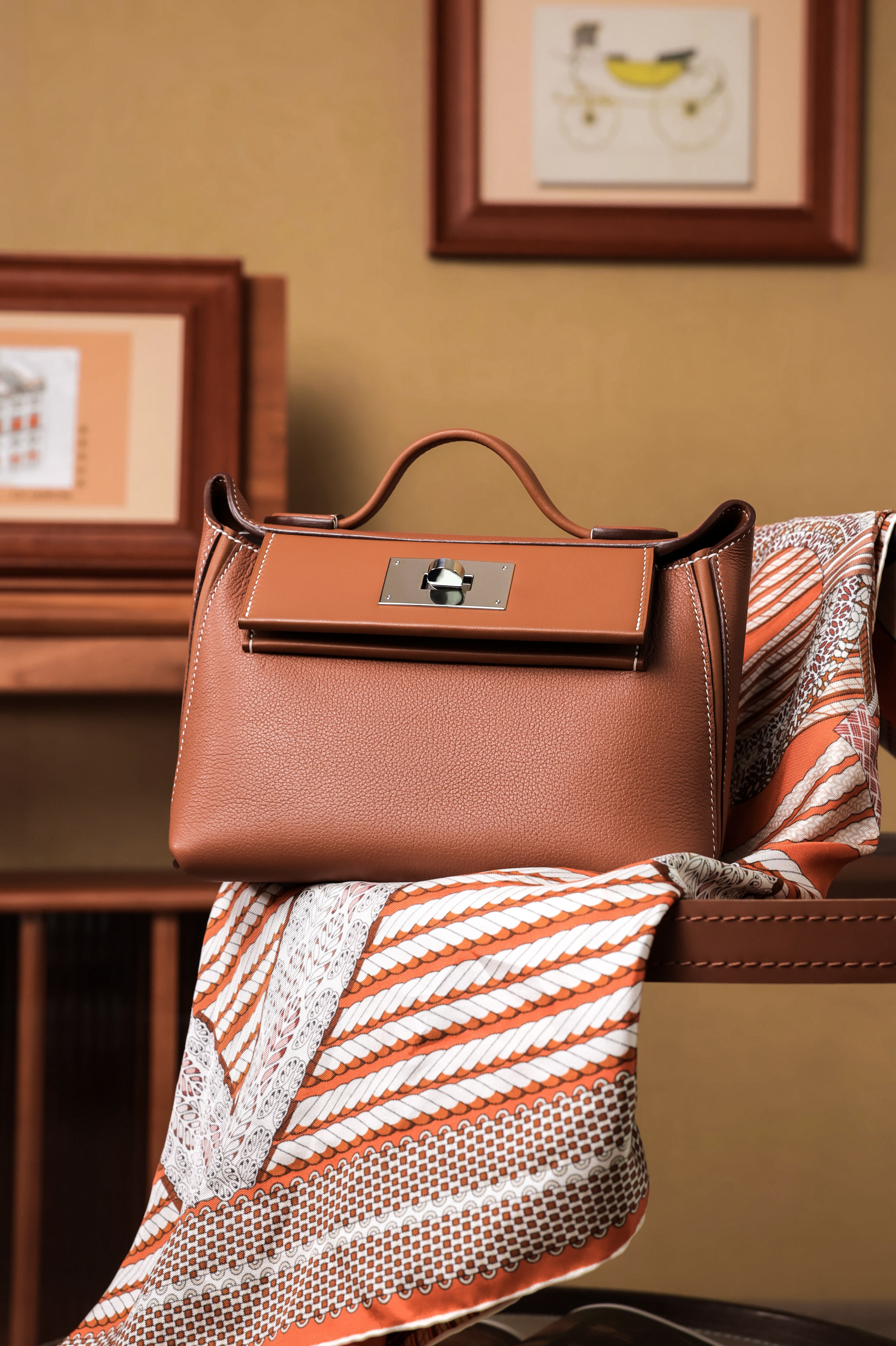 2424- All Handmade Golden / Sliver Hardware Golden brown TC eather