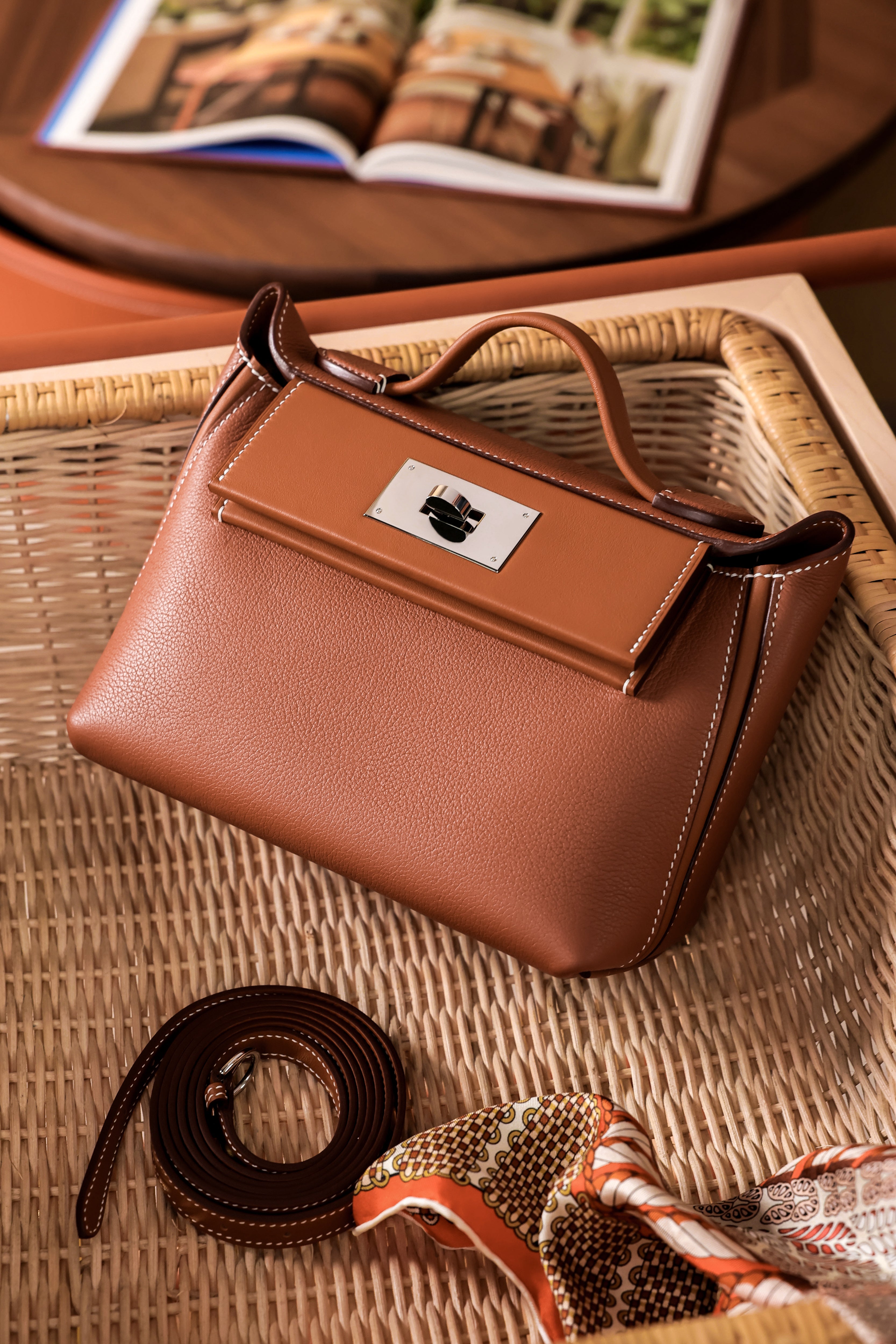 2424- All Handmade Golden / Sliver Hardware Golden brown TC eather