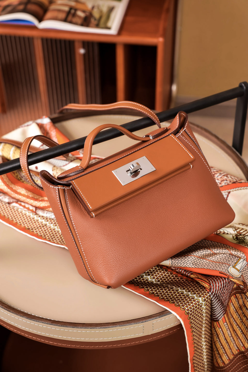 2424- All Handmade Golden / Sliver Hardware Golden brown TC eather