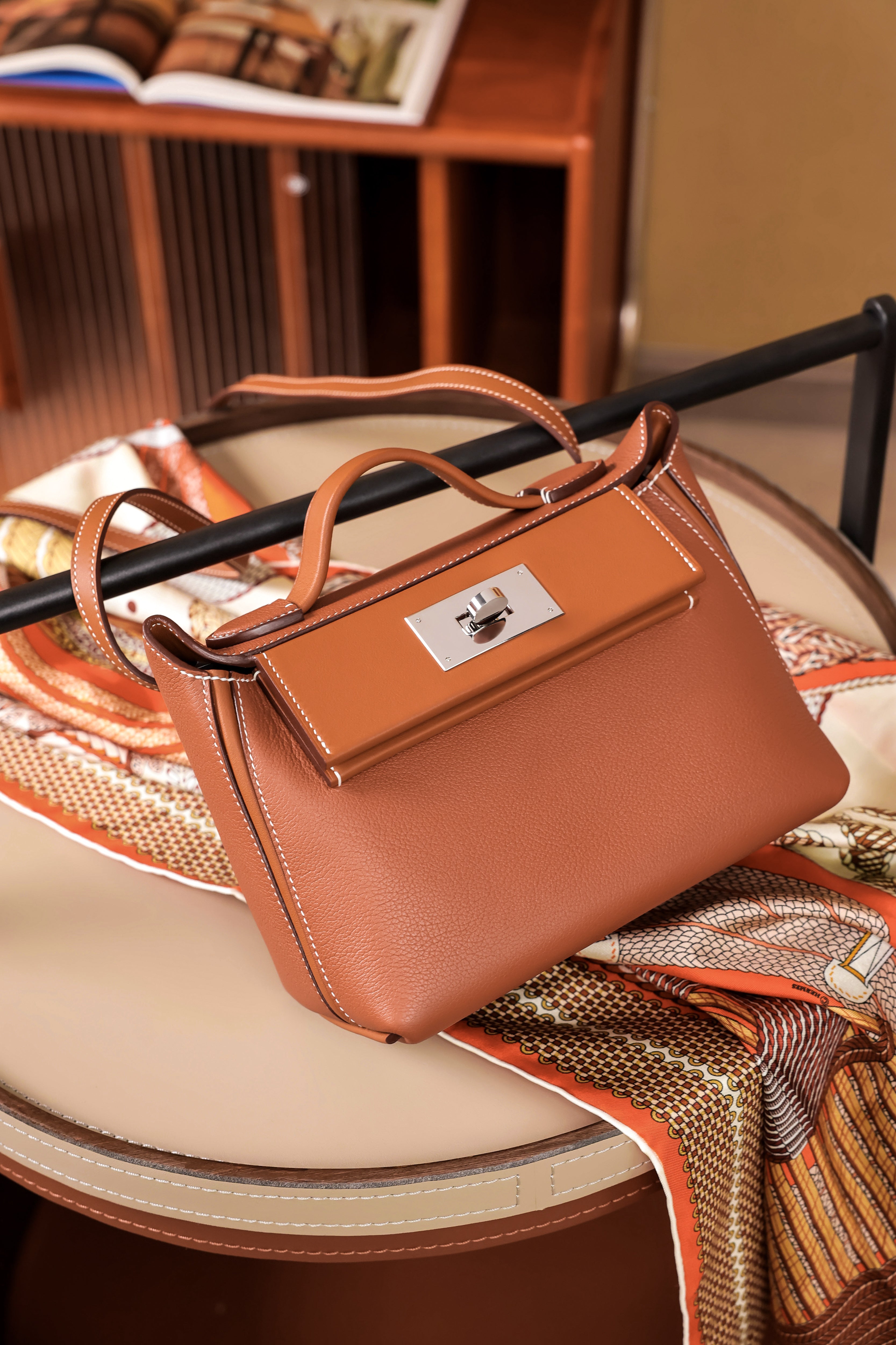 2424- All Handmade Golden / Sliver Hardware Golden brown TC eather