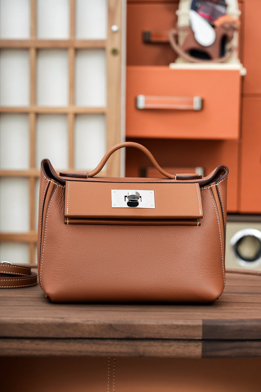 2424- All Handmade Golden / Sliver Hardware Golden brown TC eather