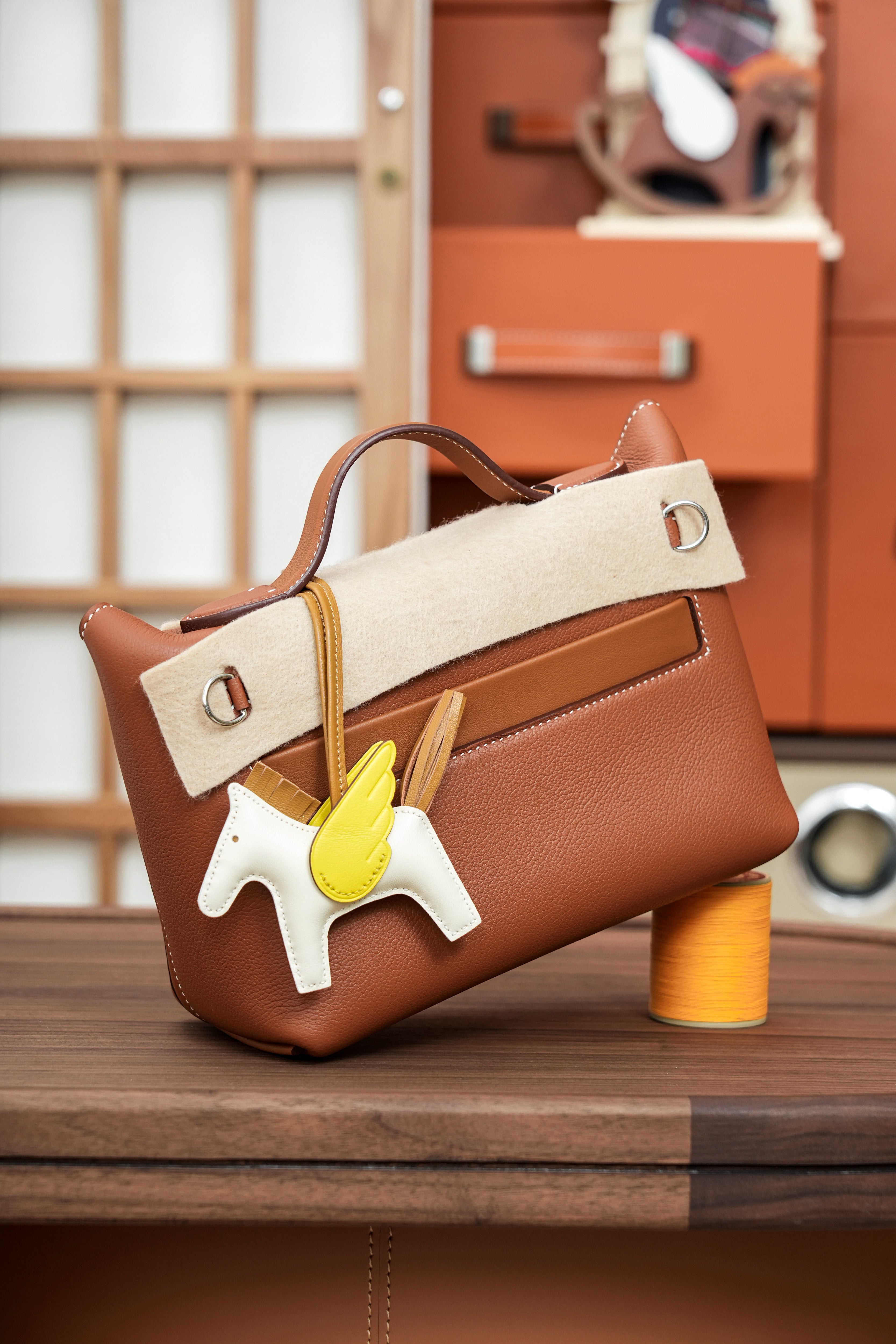 2424- All Handmade Golden / Sliver Hardware Golden brown TC eather