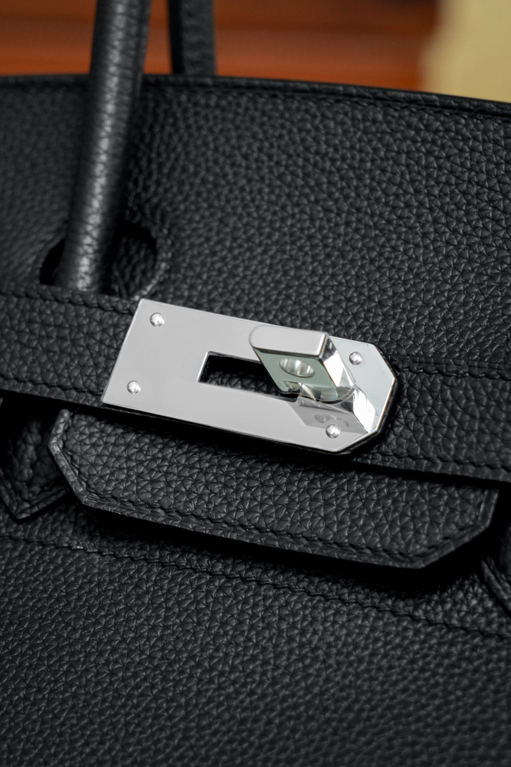 Birkin Shoulder- All Handmade Golden / Sliver Noir togo leather