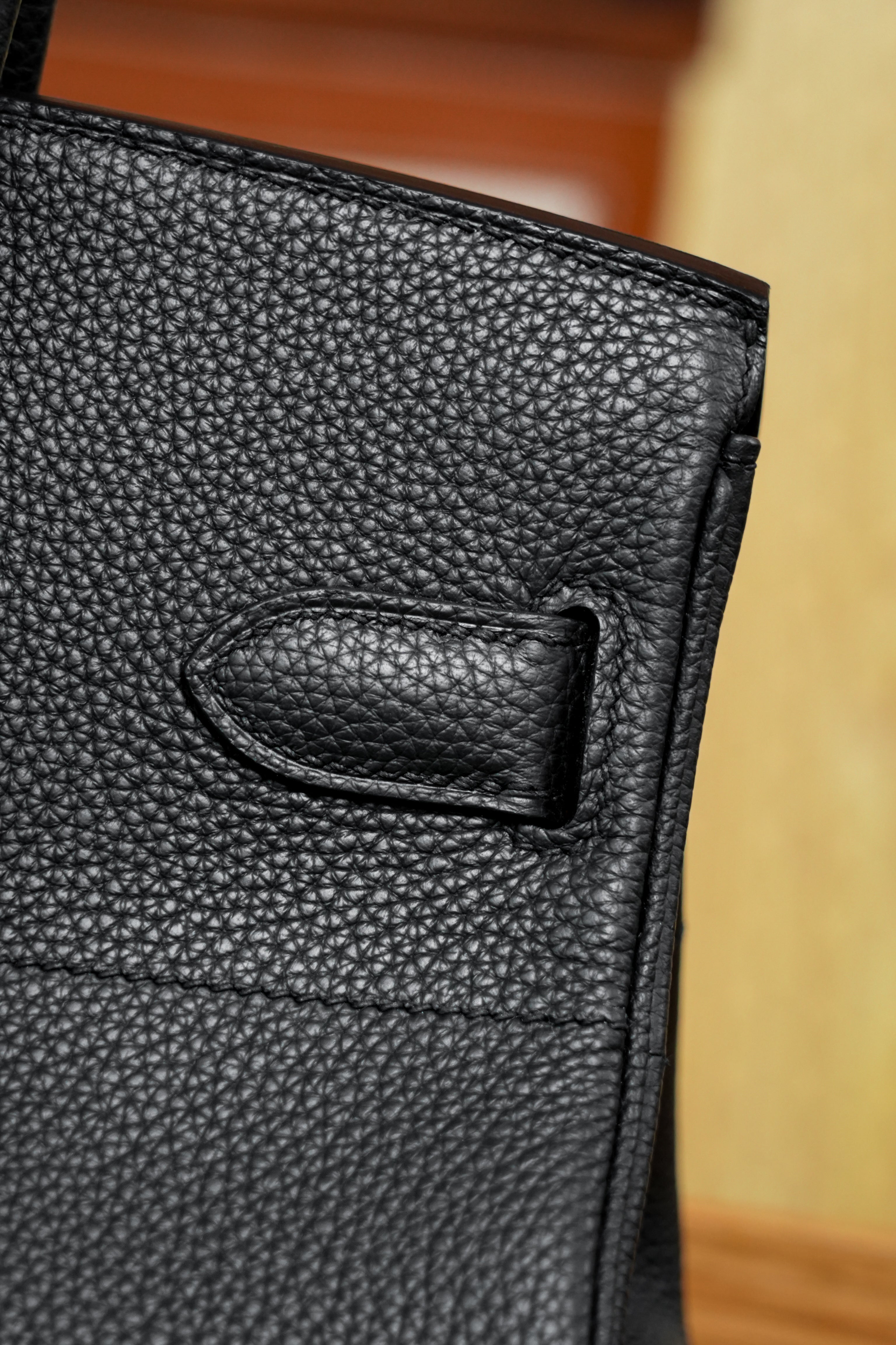 Birkin Shoulder- All Handmade Golden / Sliver Noir togo leather