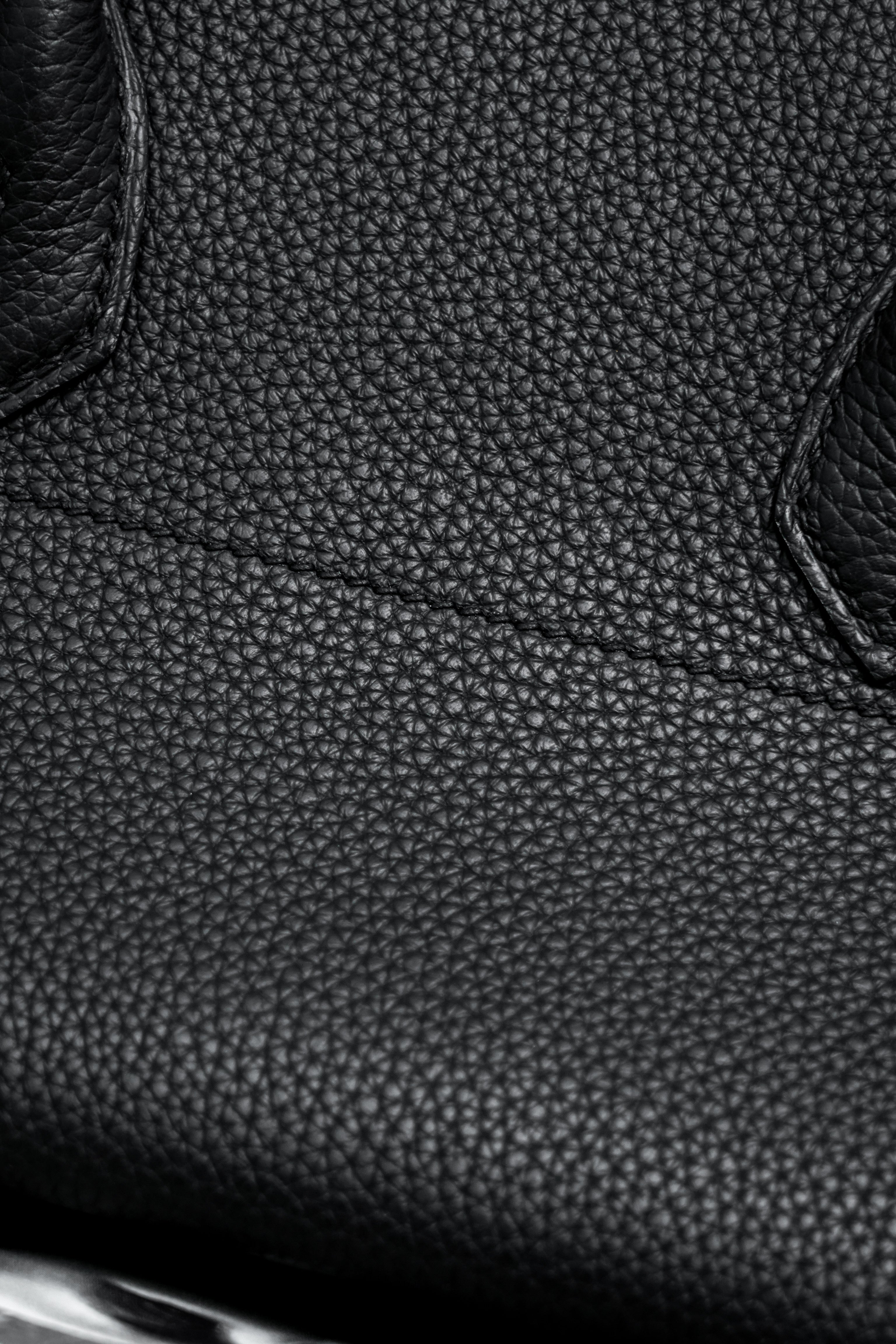 Birkin Shoulder- All Handmade Golden / Sliver Noir togo leather