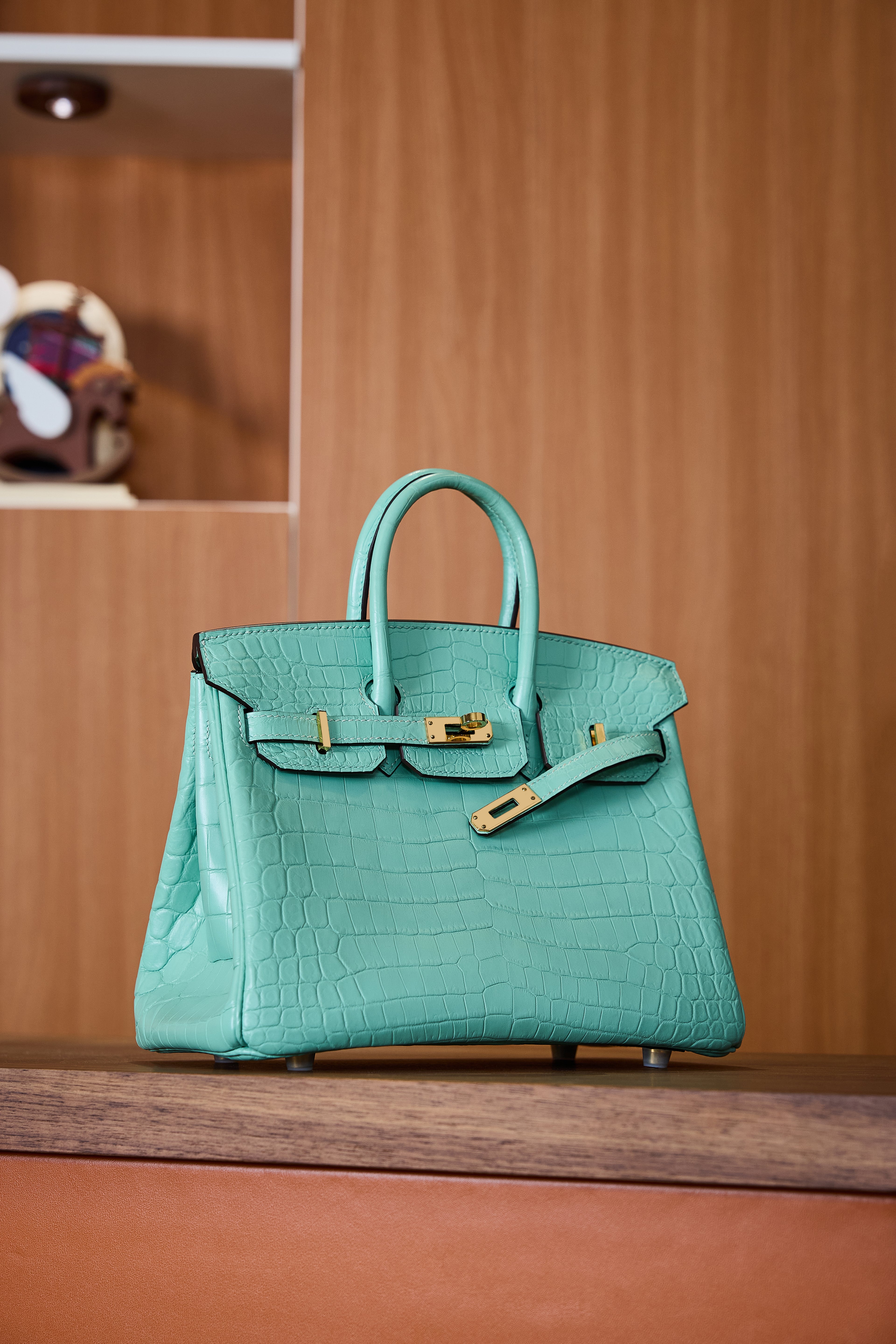BK-2024 All Handmade Golden / Sliver Hardware Menthe Matte Nile crocodile leather