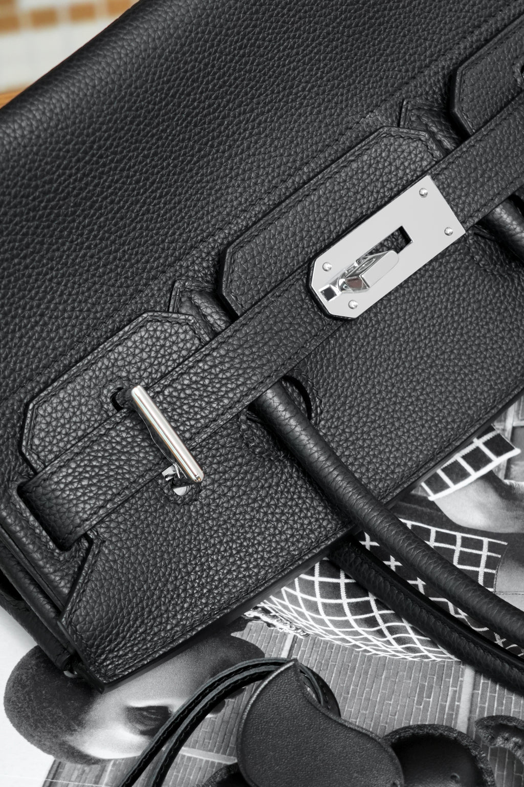 Birkin Shoulder- All Handmade Golden / Sliver Noir togo leather