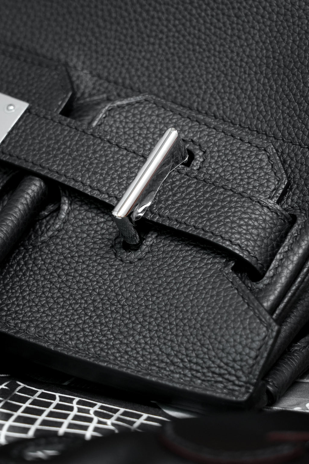 Birkin Shoulder- All Handmade Golden / Sliver Noir togo leather