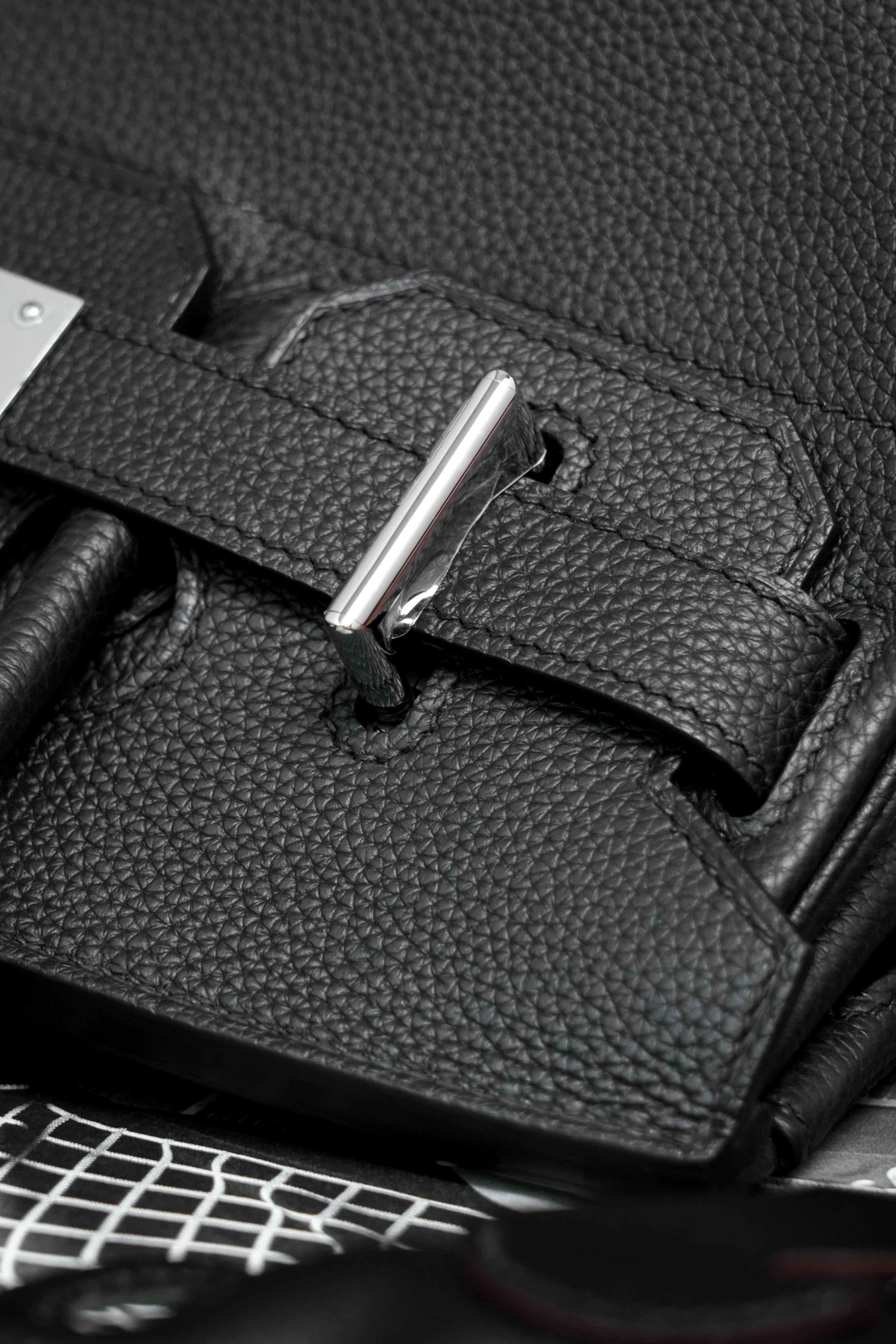 Birkin Shoulder- All Handmade Golden / Sliver Noir togo leather