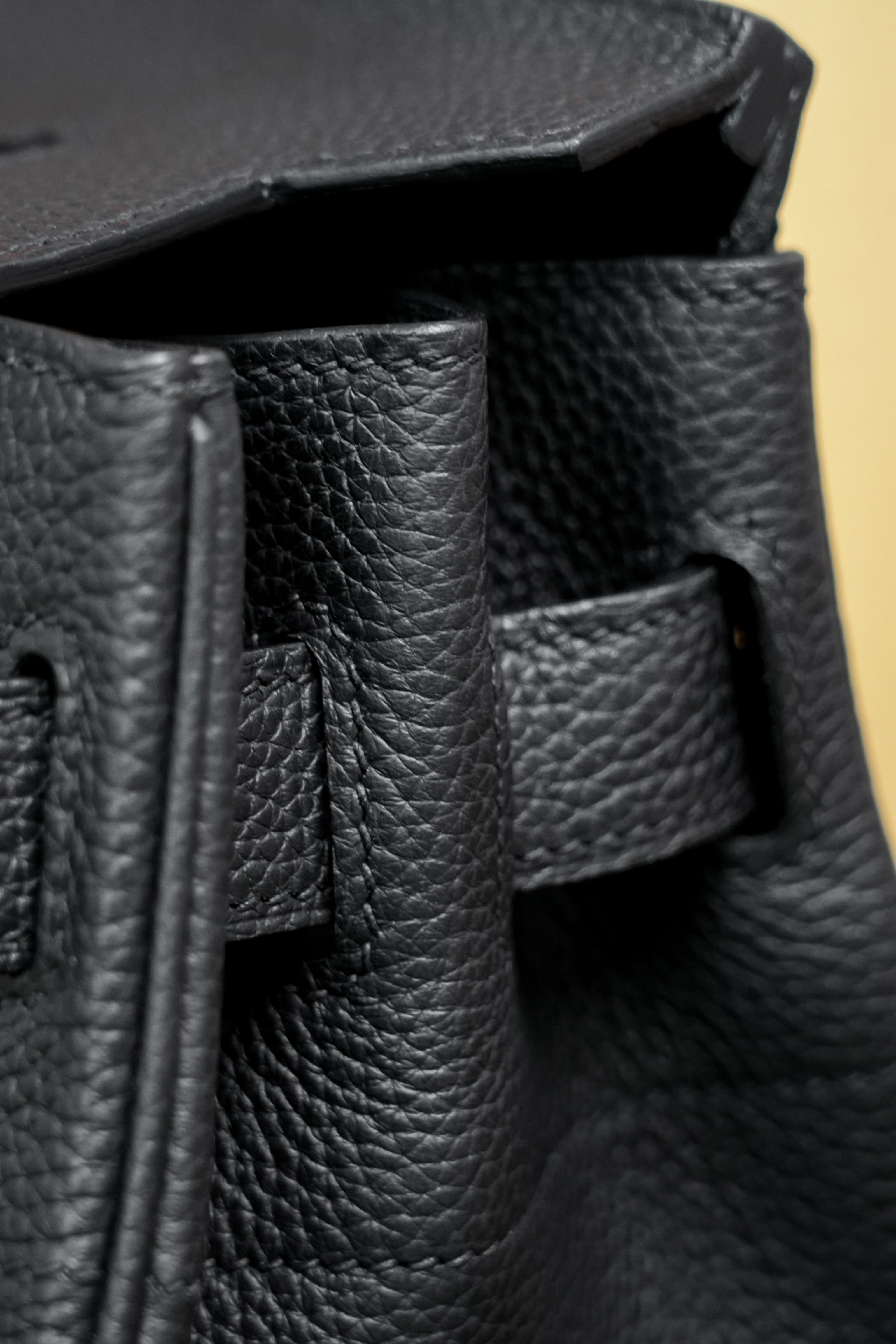 Birkin Shoulder- All Handmade Golden / Sliver Noir togo leather