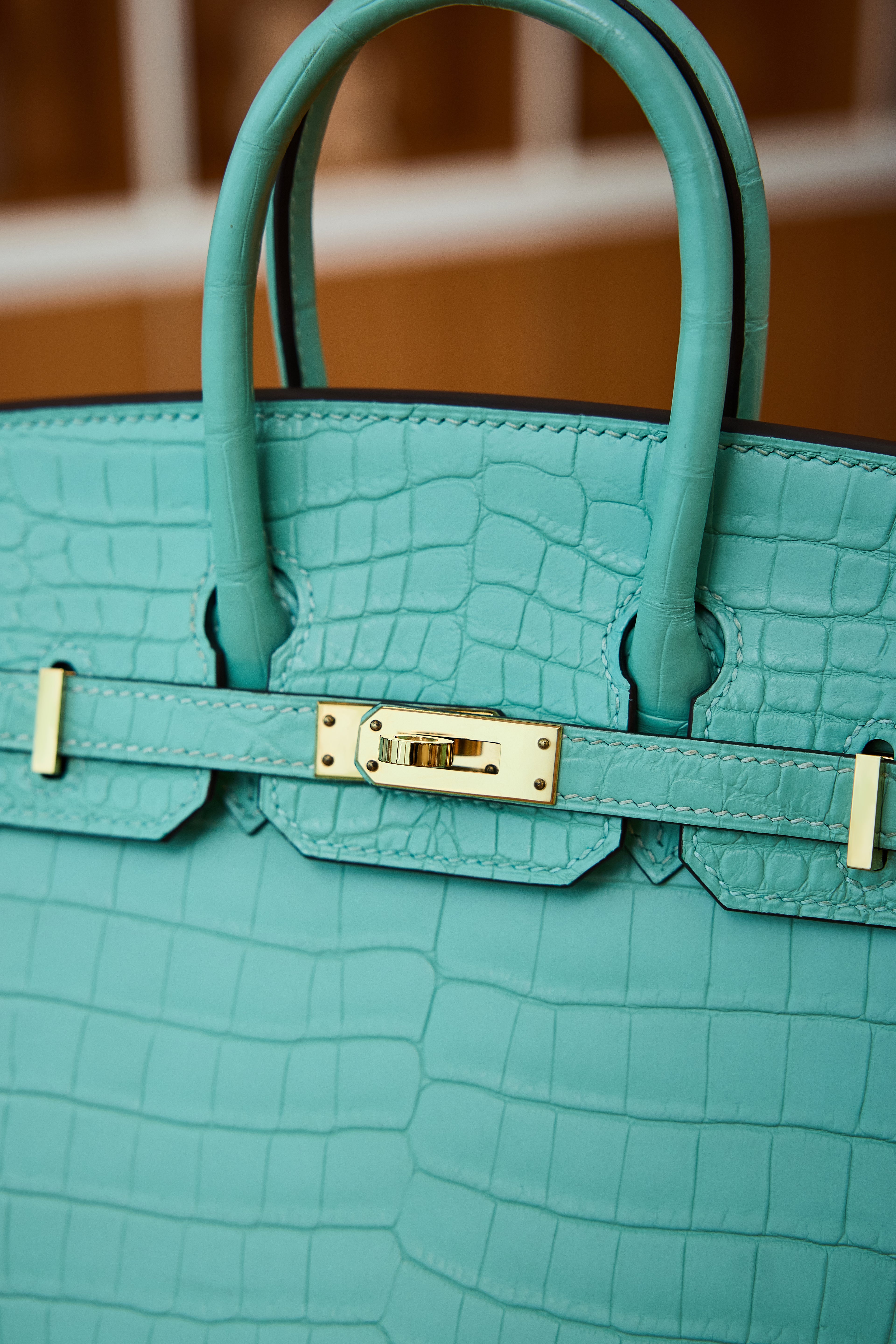 BK-2024 All Handmade Golden / Sliver Hardware Menthe Matte Nile crocodile leather