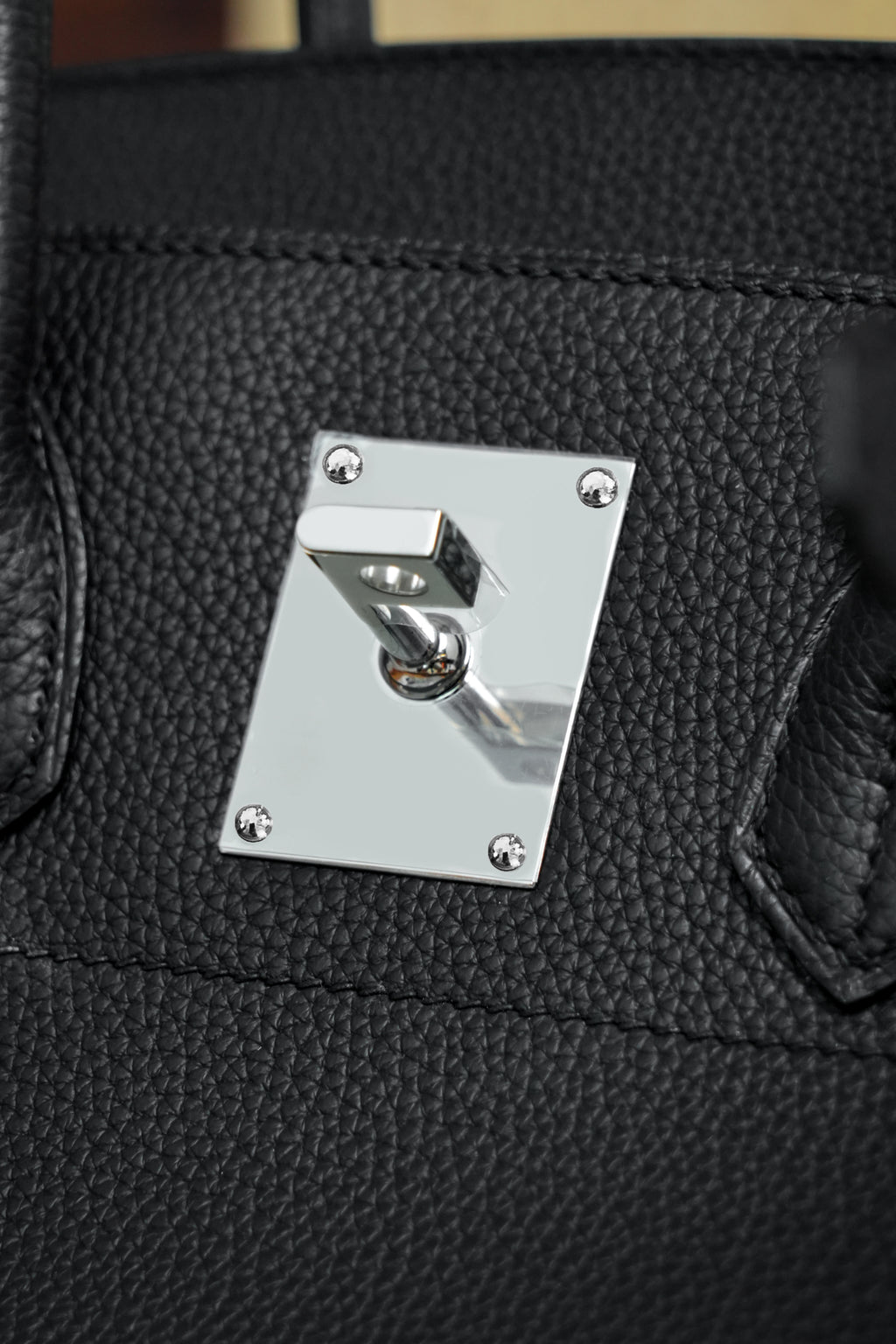 Birkin Shoulder- All Handmade Golden / Sliver Noir togo leather