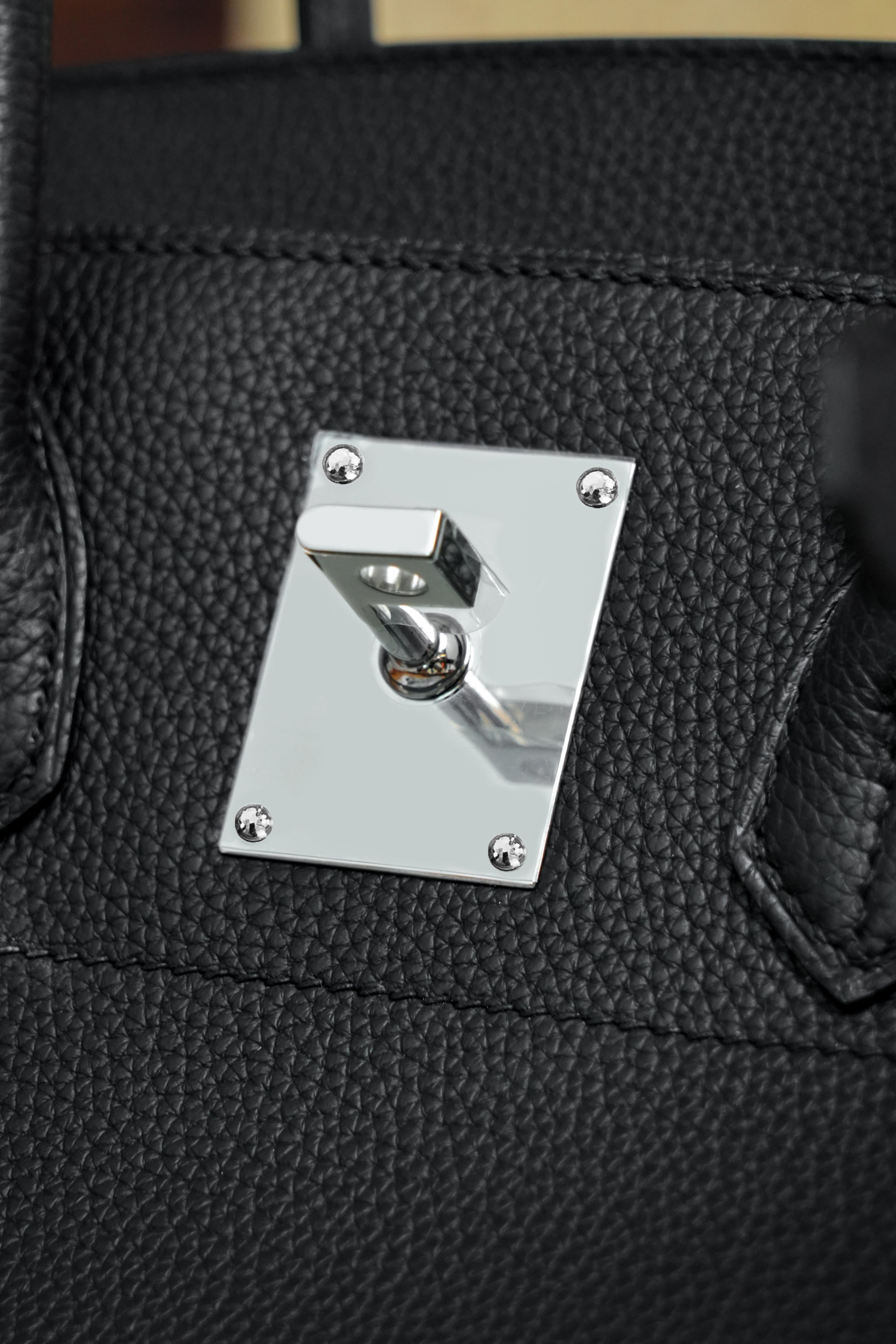 Birkin Shoulder- All Handmade Golden / Sliver Noir togo leather