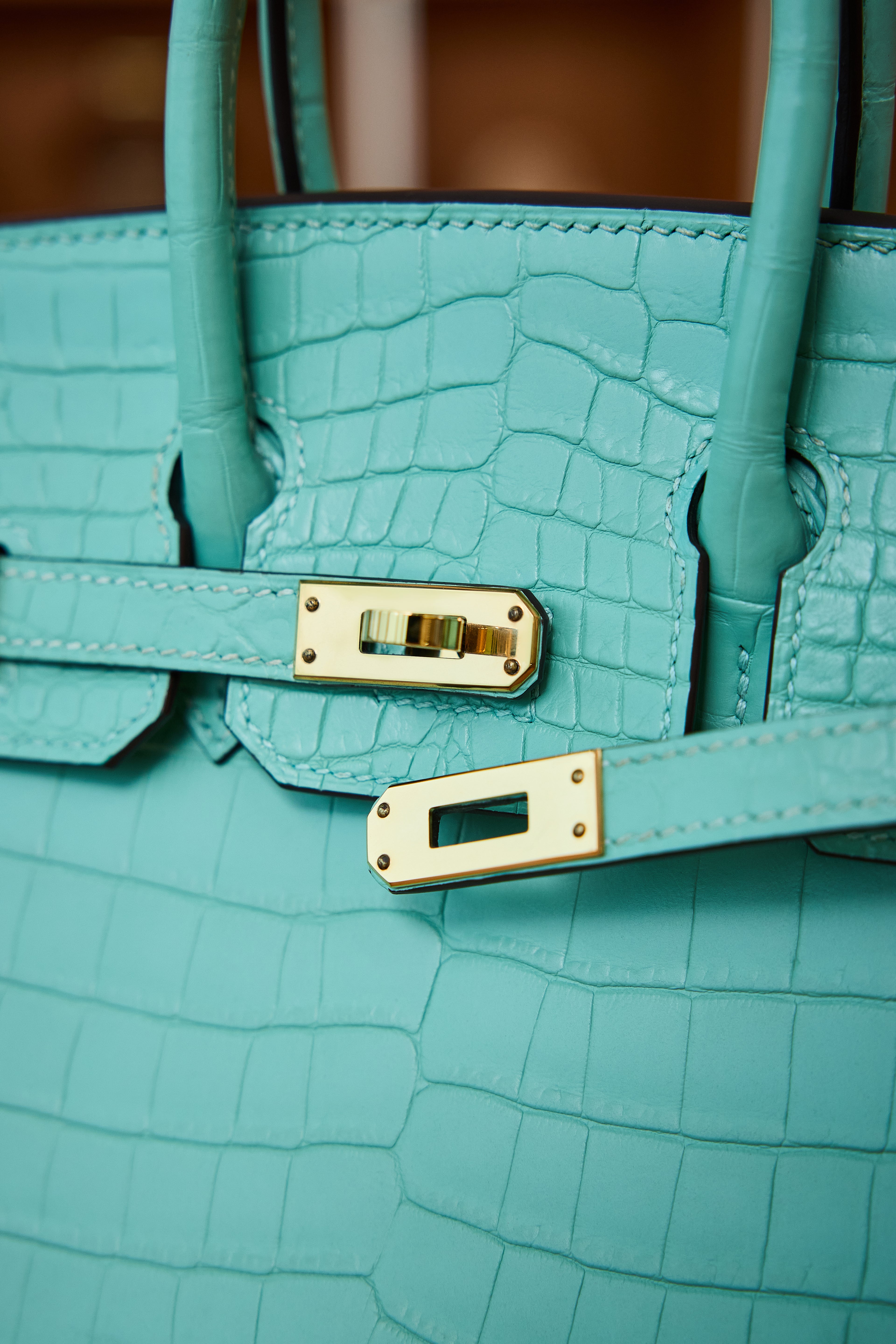 BK-2024 All Handmade Golden / Sliver Hardware Menthe Matte Nile crocodile leather