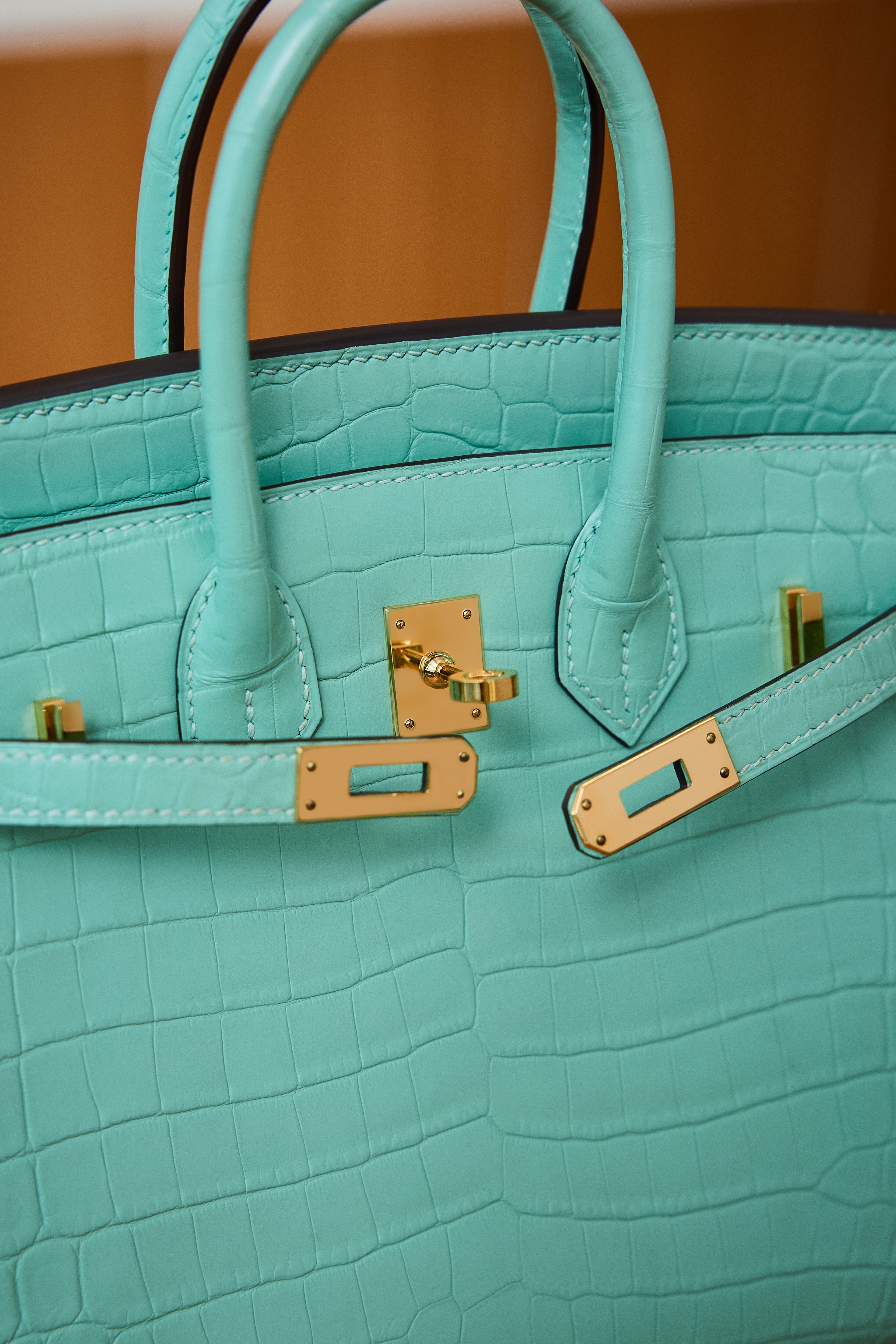 BK-2024 All Handmade Golden / Sliver Hardware Menthe Matte Nile crocodile leather