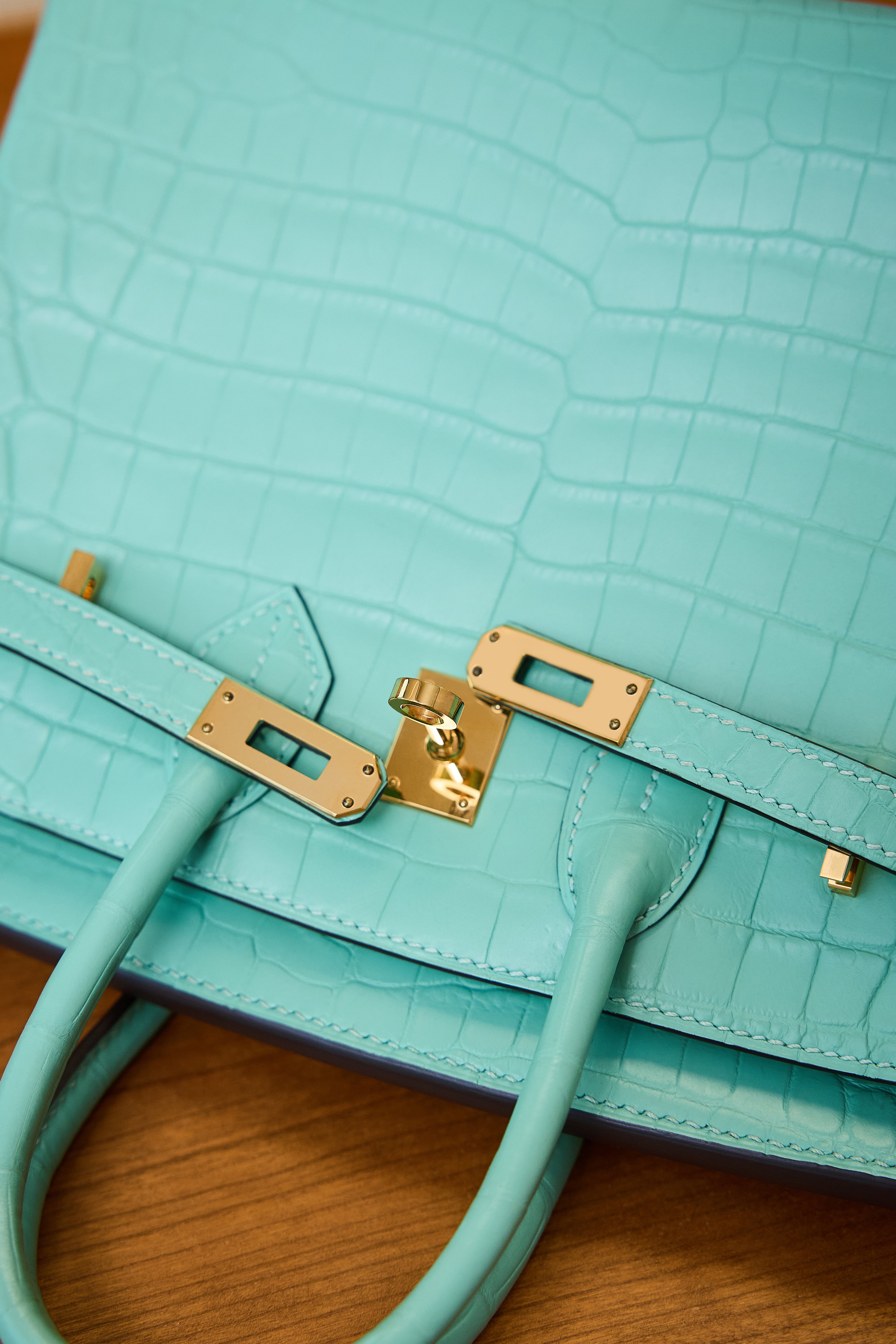BK-2024 All Handmade Golden / Sliver Hardware Menthe Matte Nile crocodile leather