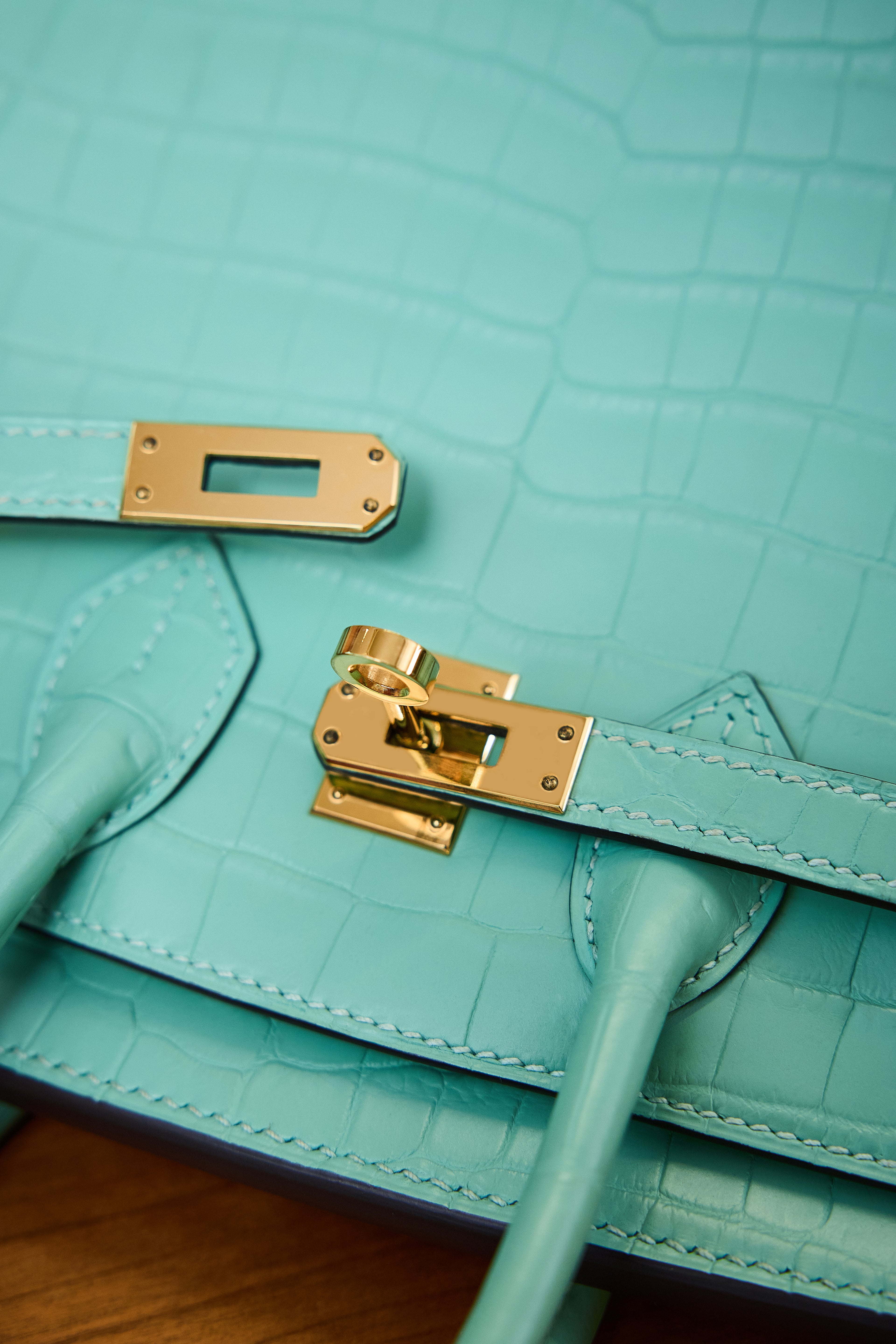 BK-2024 All Handmade Golden / Sliver Hardware Menthe Matte Nile crocodile leather