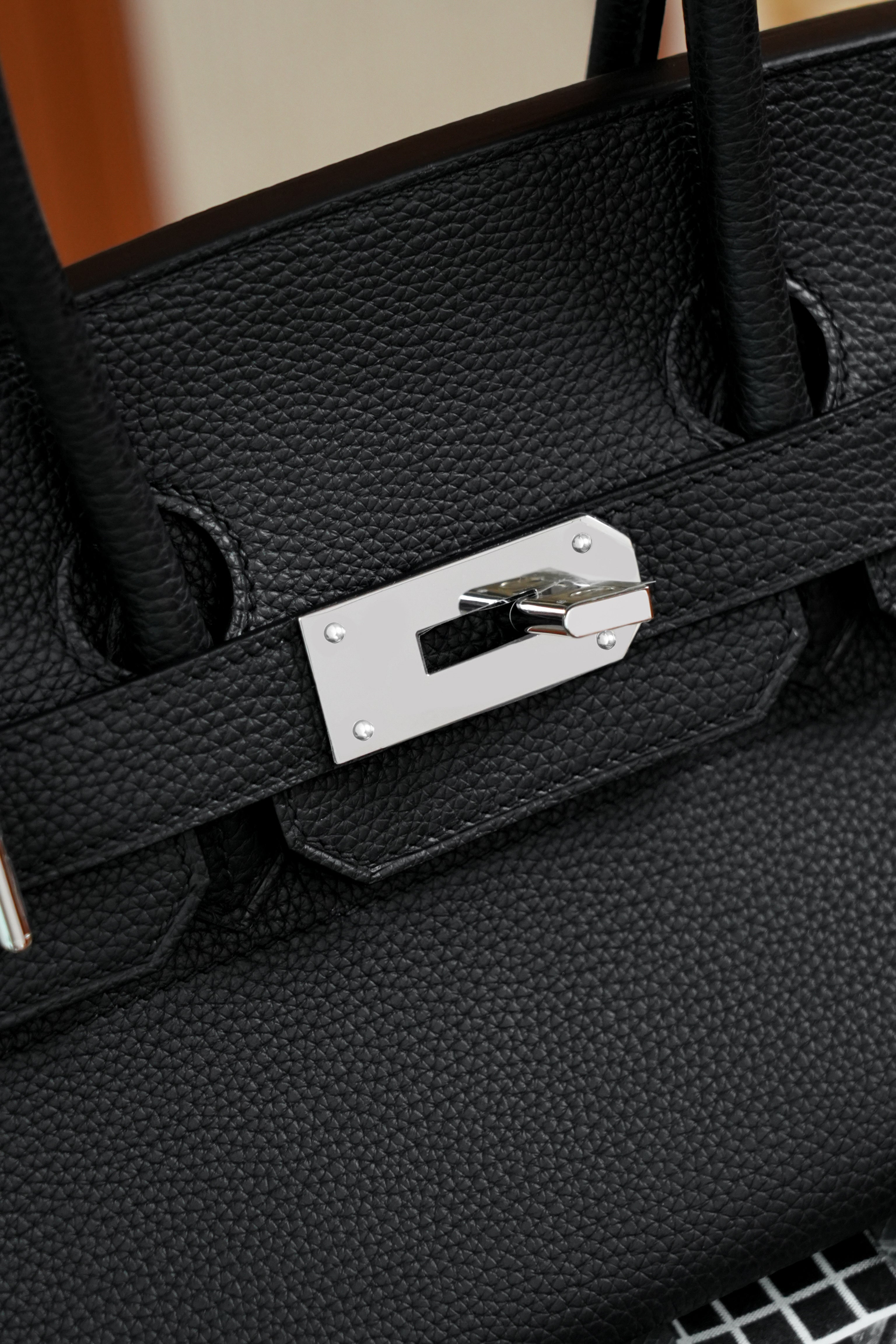 Birkin Shoulder- All Handmade Golden / Sliver Noir togo leather