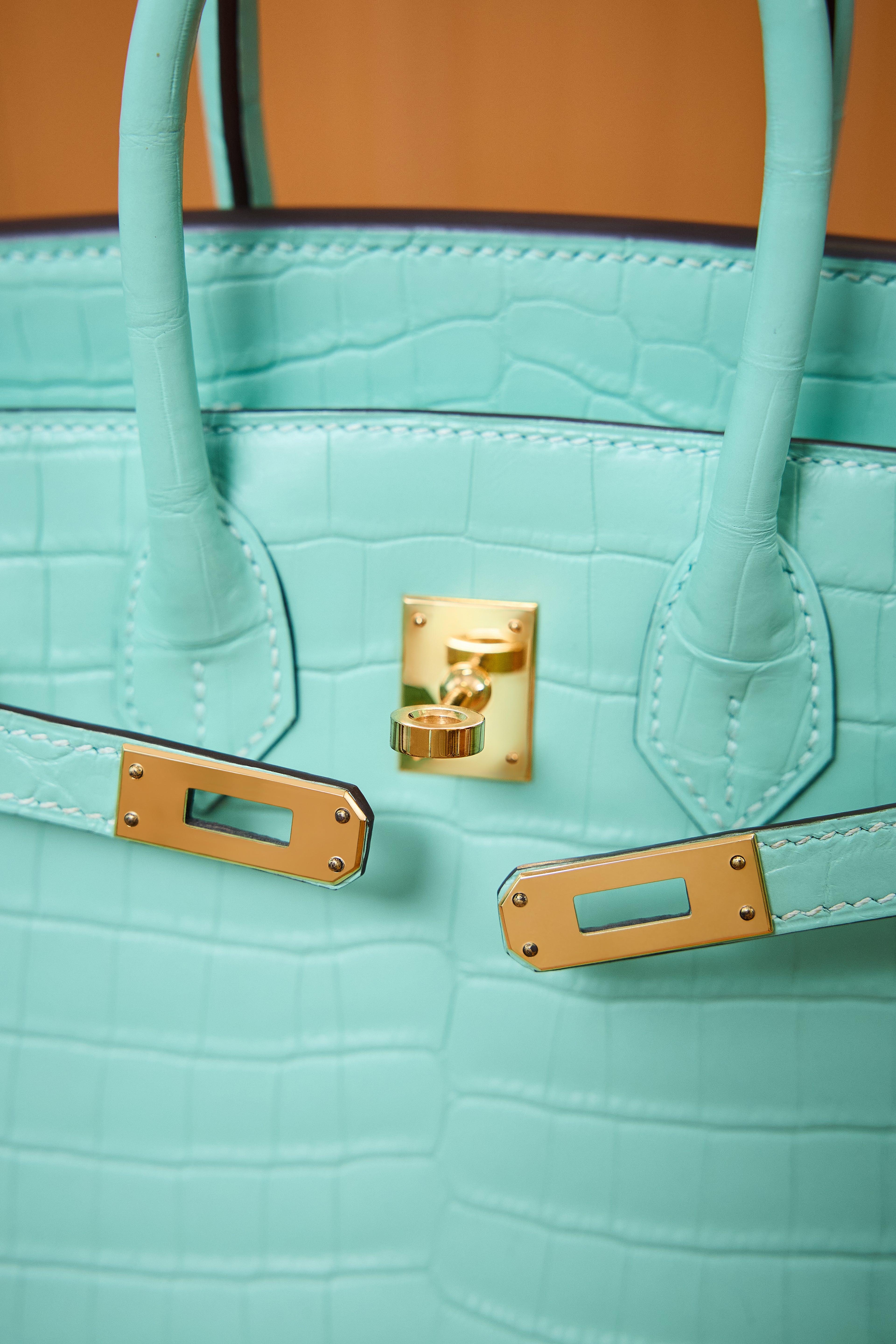 BK-2024 All Handmade Golden / Sliver Hardware Menthe Matte Nile crocodile leather