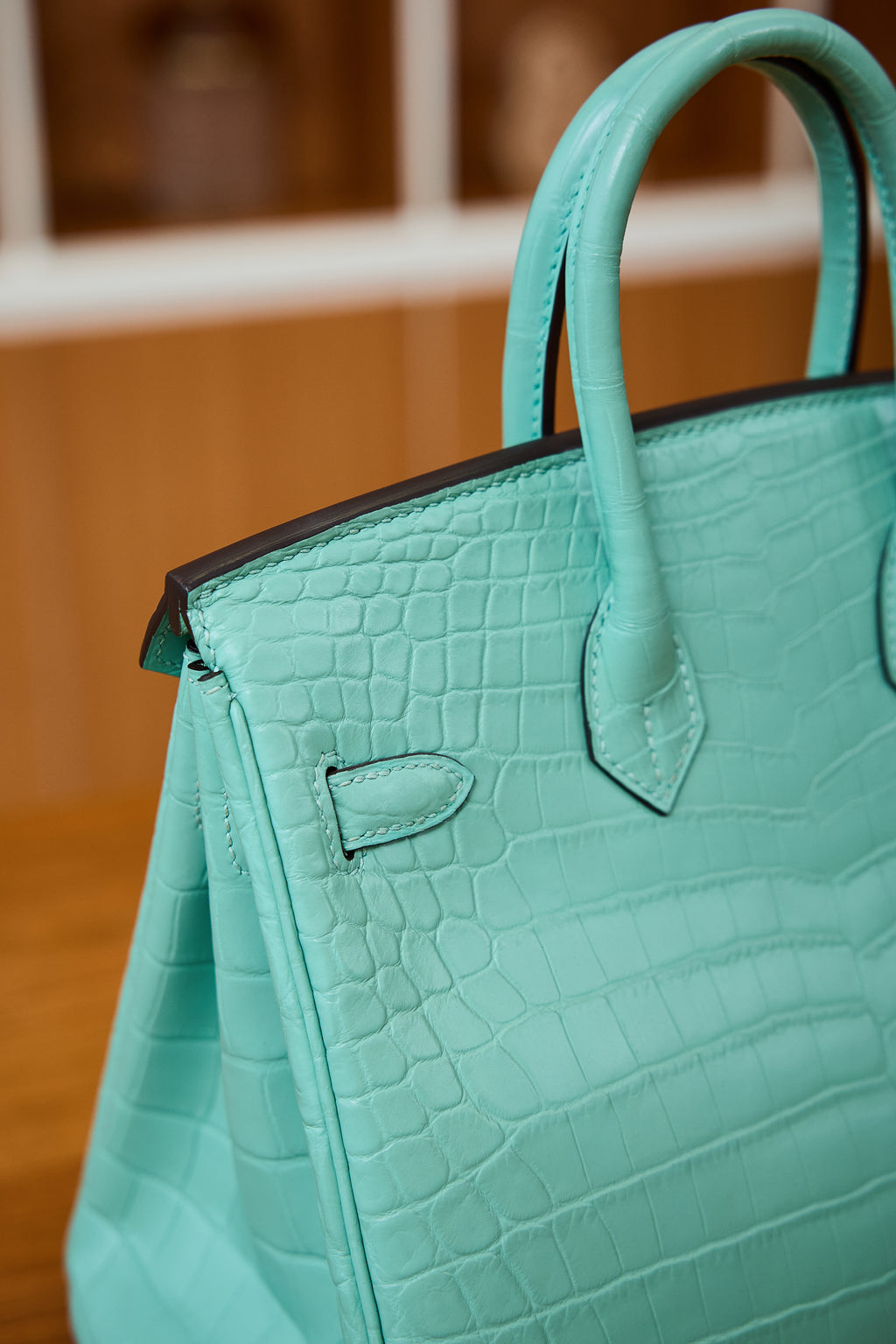 BK-2024 All Handmade Golden / Sliver Hardware Menthe Matte Nile crocodile leather