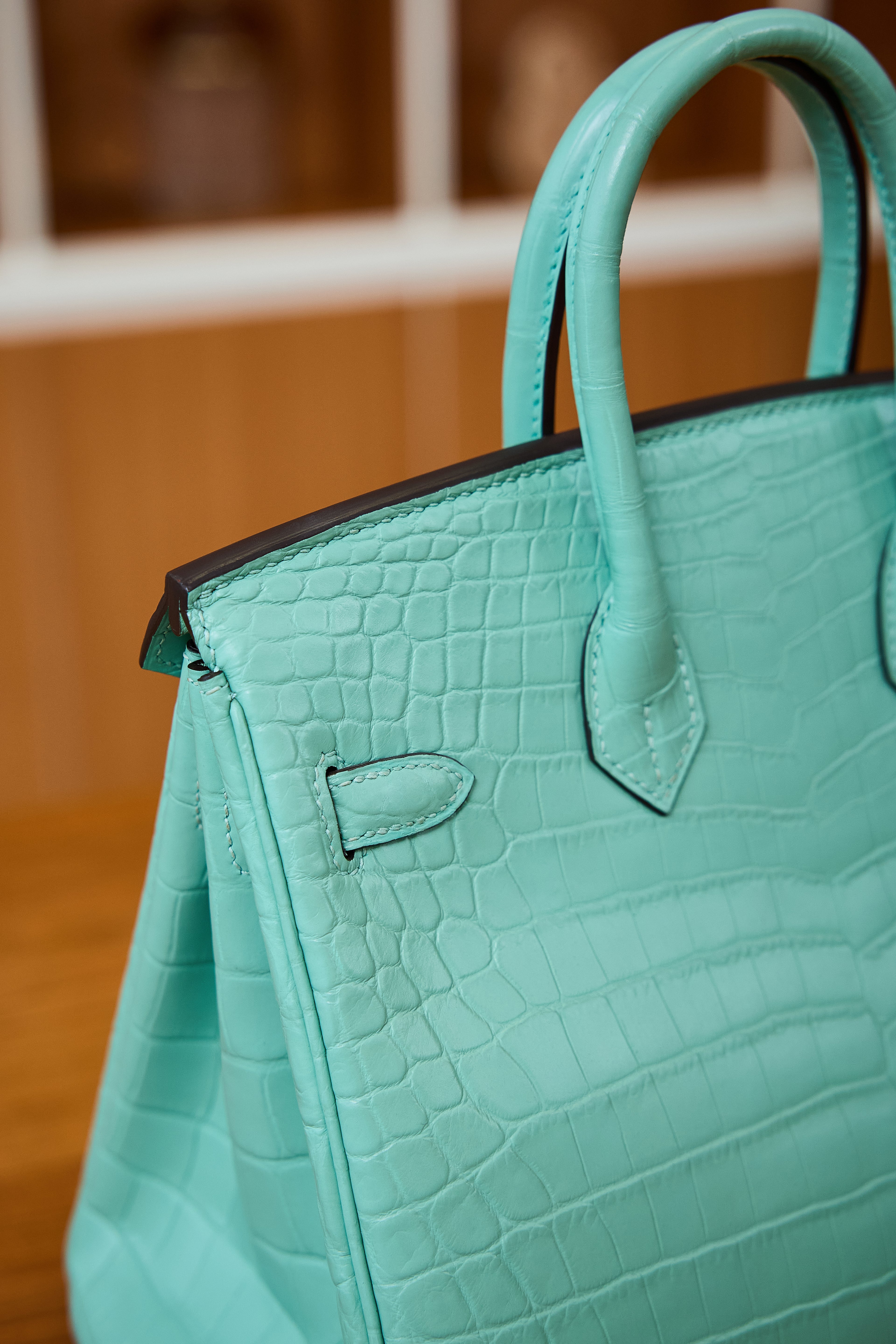 BK-2024 All Handmade Golden / Sliver Hardware Menthe Matte Nile crocodile leather