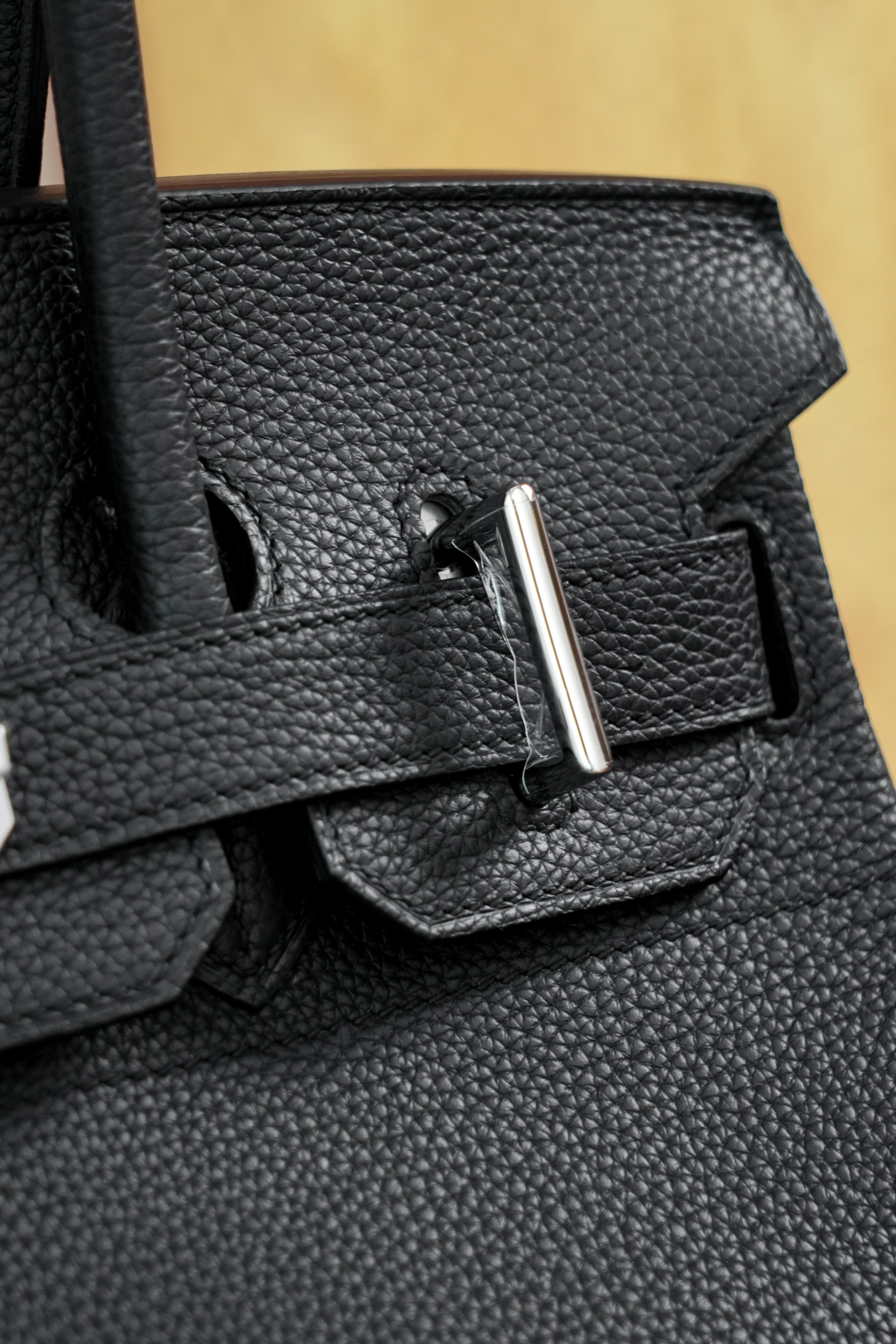 Birkin Shoulder- All Handmade Golden / Sliver Noir togo leather