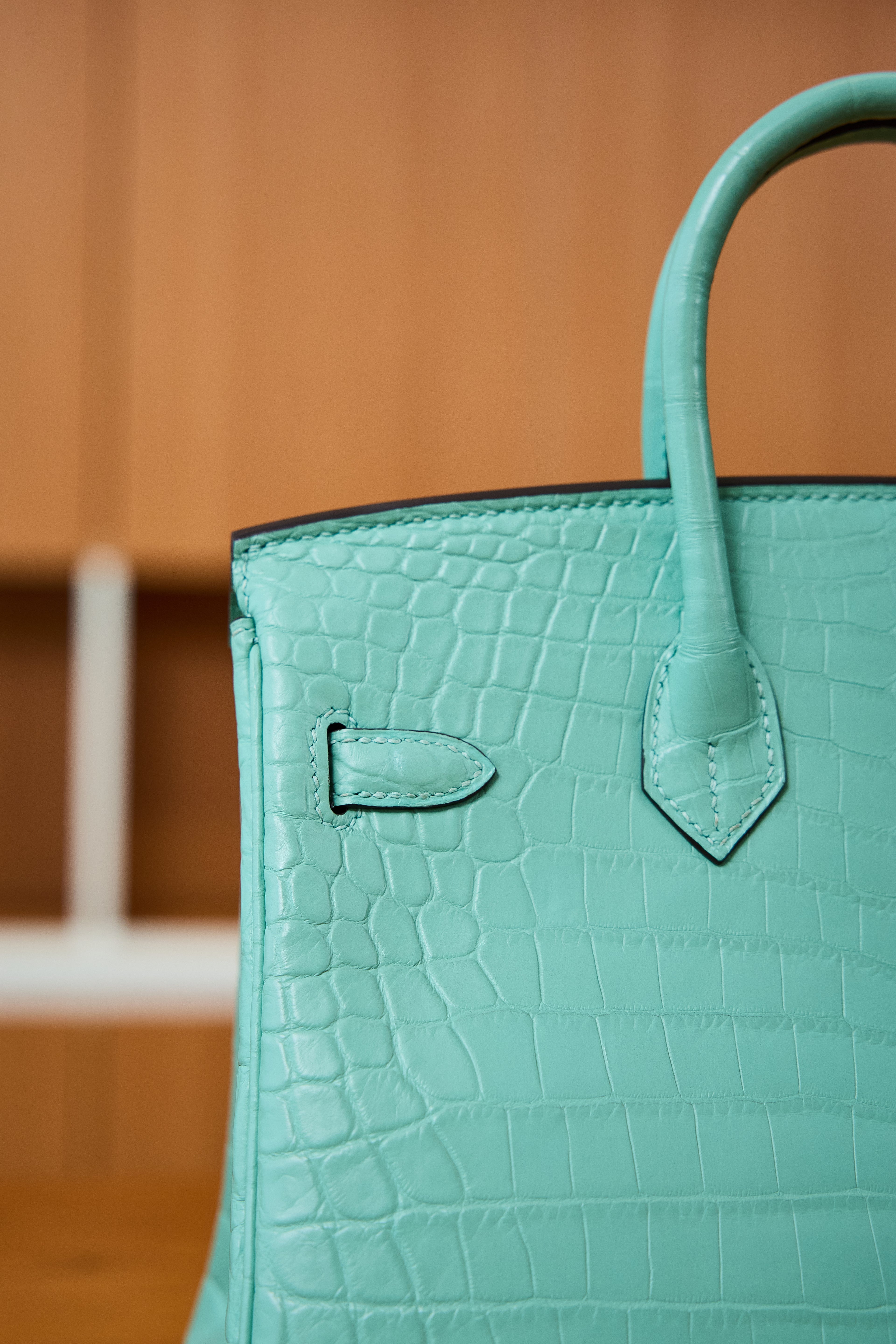 BK-2024 All Handmade Golden / Sliver Hardware Menthe Matte Nile crocodile leather