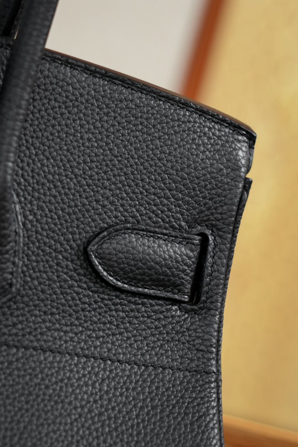 Birkin Shoulder- All Handmade Golden / Sliver Noir togo leather