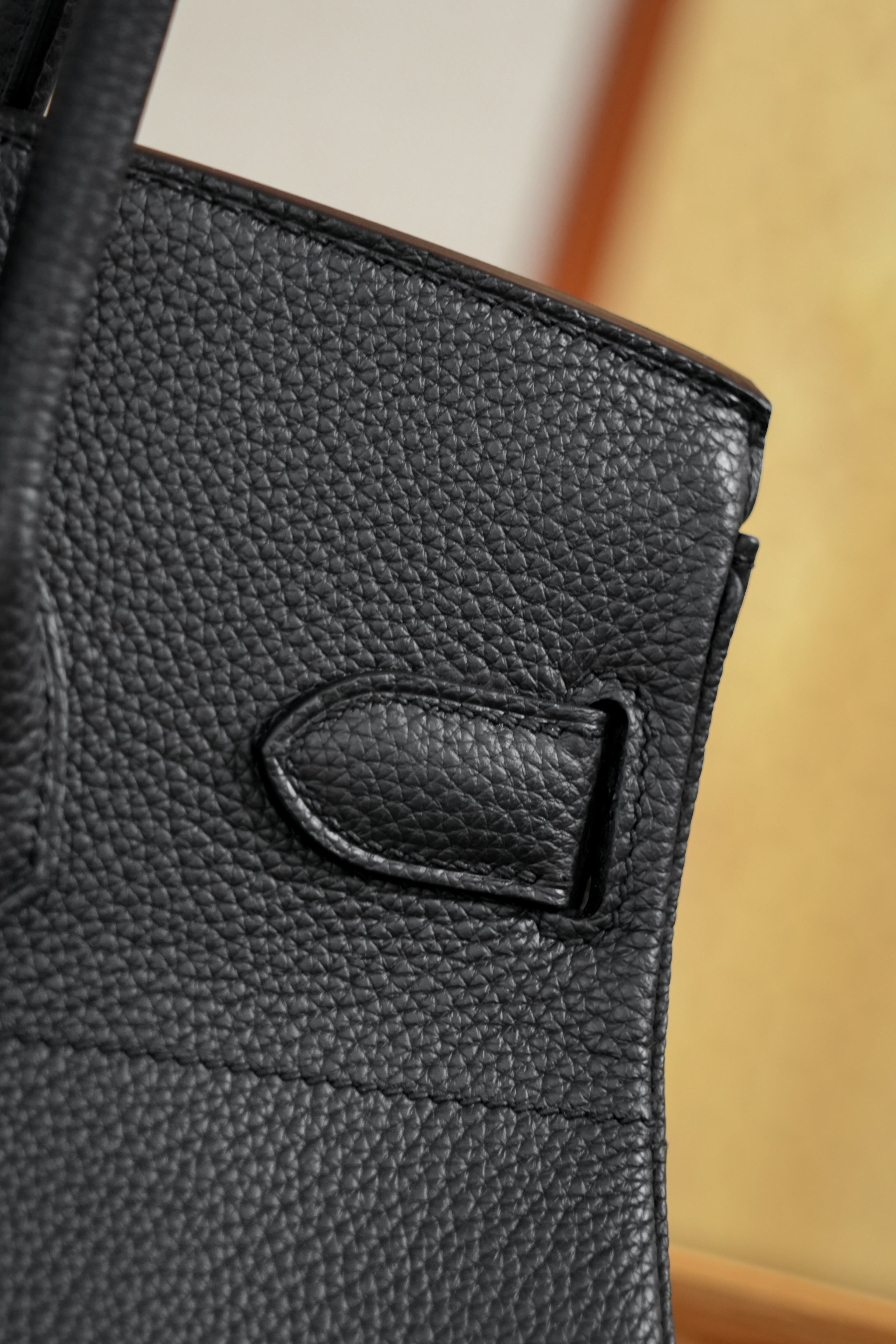 Birkin Shoulder- All Handmade Golden / Sliver Noir togo leather