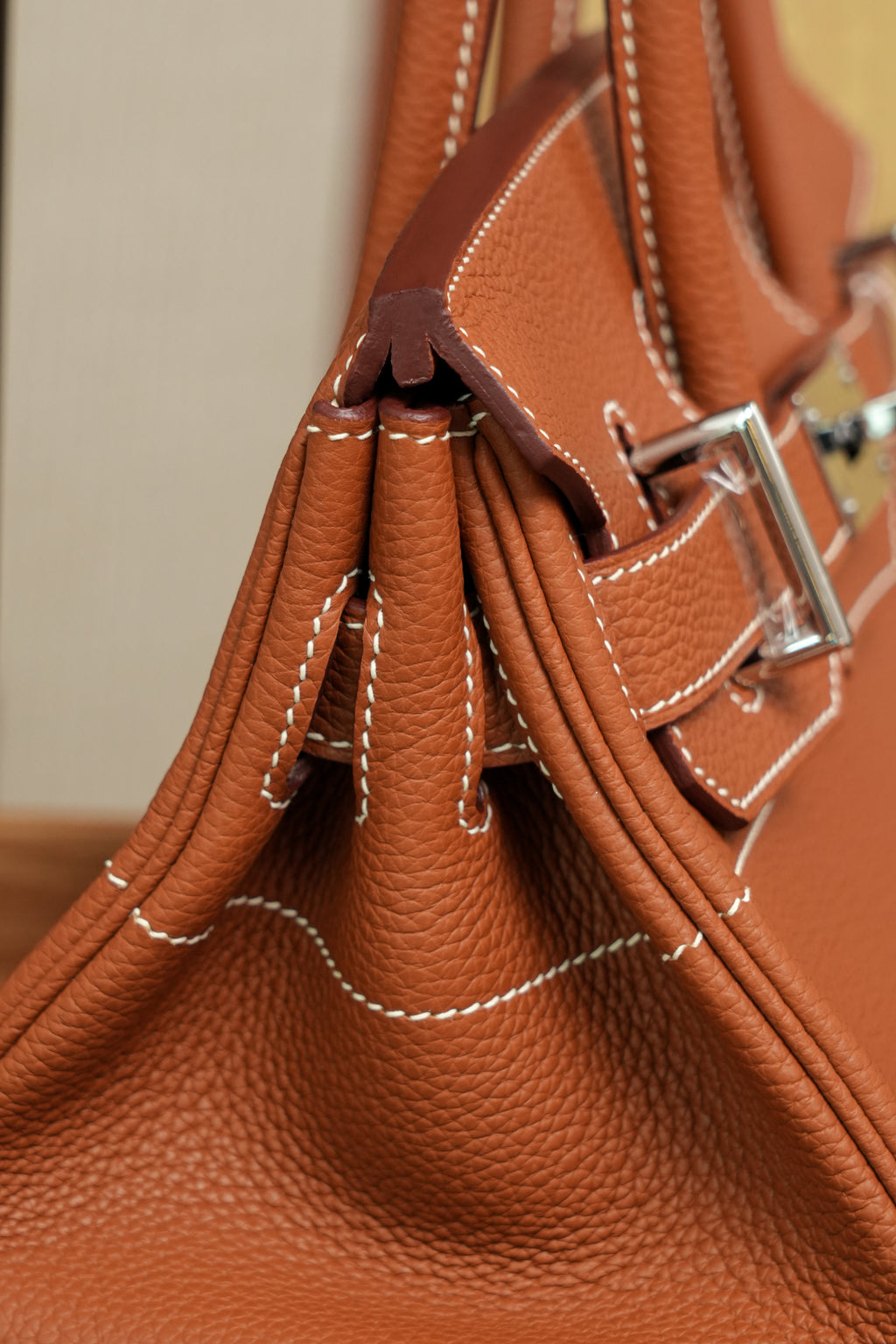 Birkin Shoulder- All Handmade Golden / Sliver Golden brown togo leather