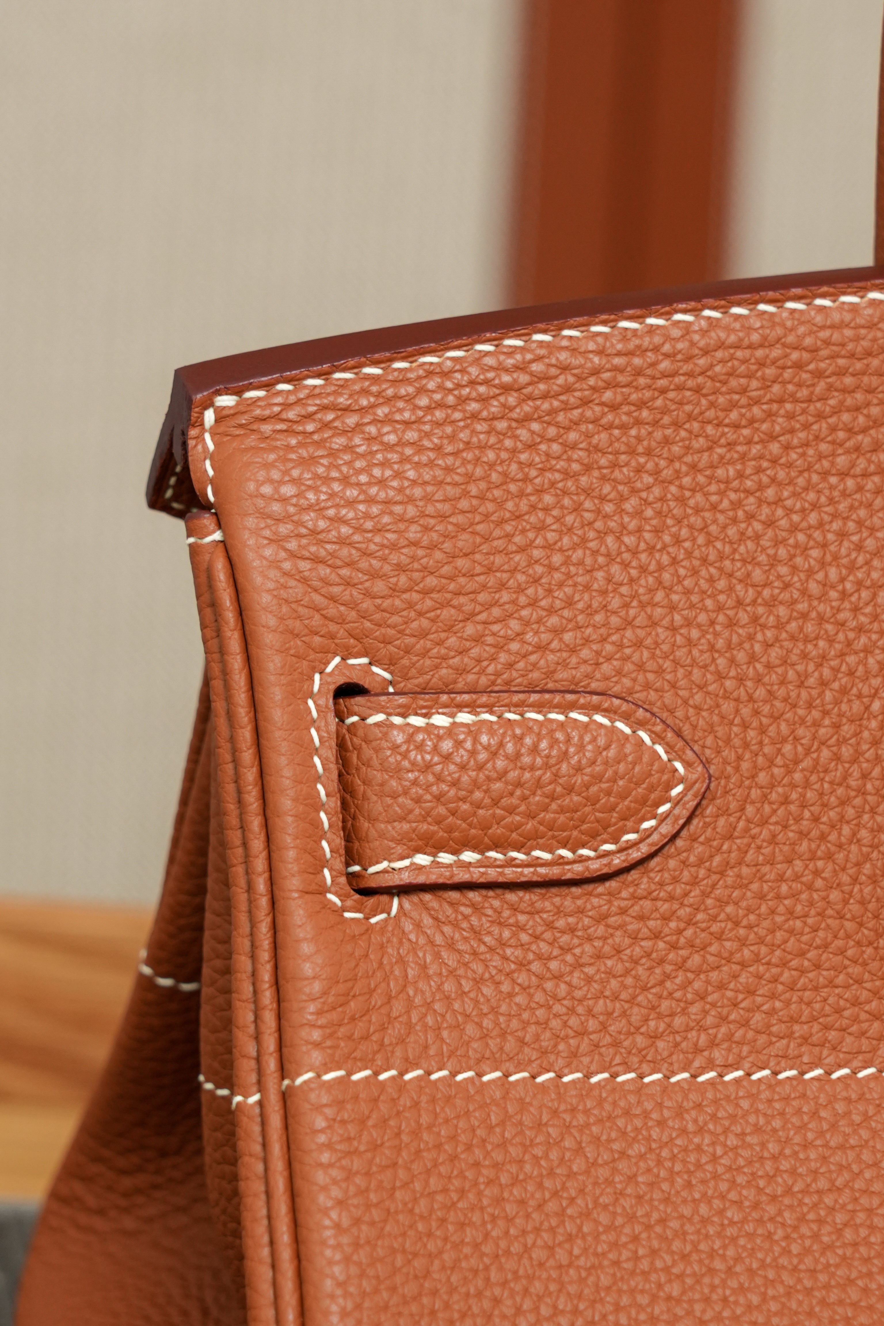 Birkin Shoulder- All Handmade Golden / Sliver Golden brown togo leather