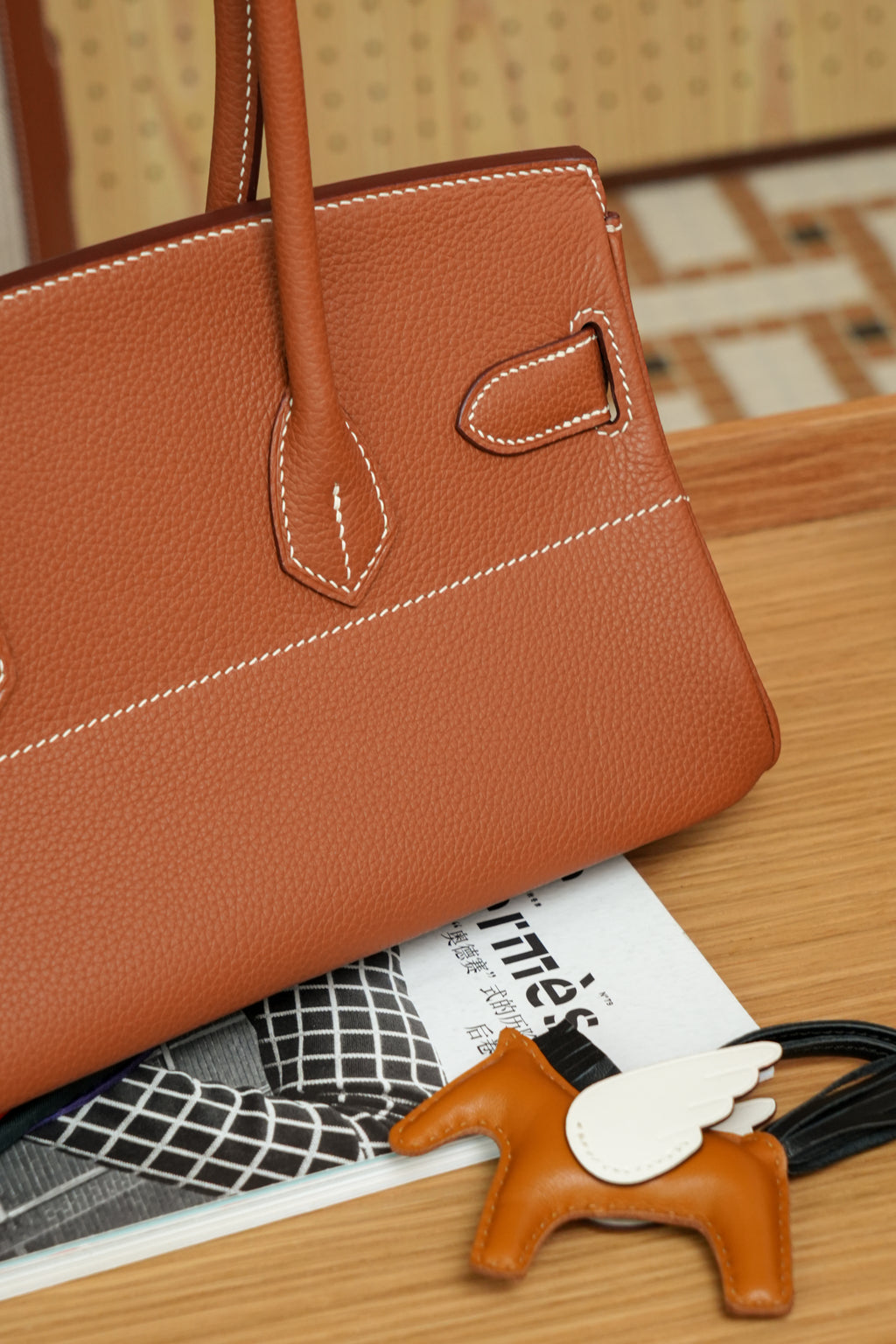 Birkin Shoulder- All Handmade Golden / Sliver Golden brown togo leather