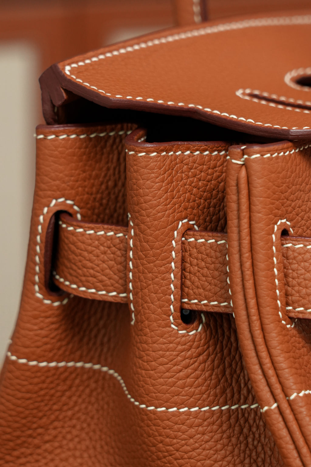 Birkin Shoulder- All Handmade Golden / Sliver Golden brown togo leather