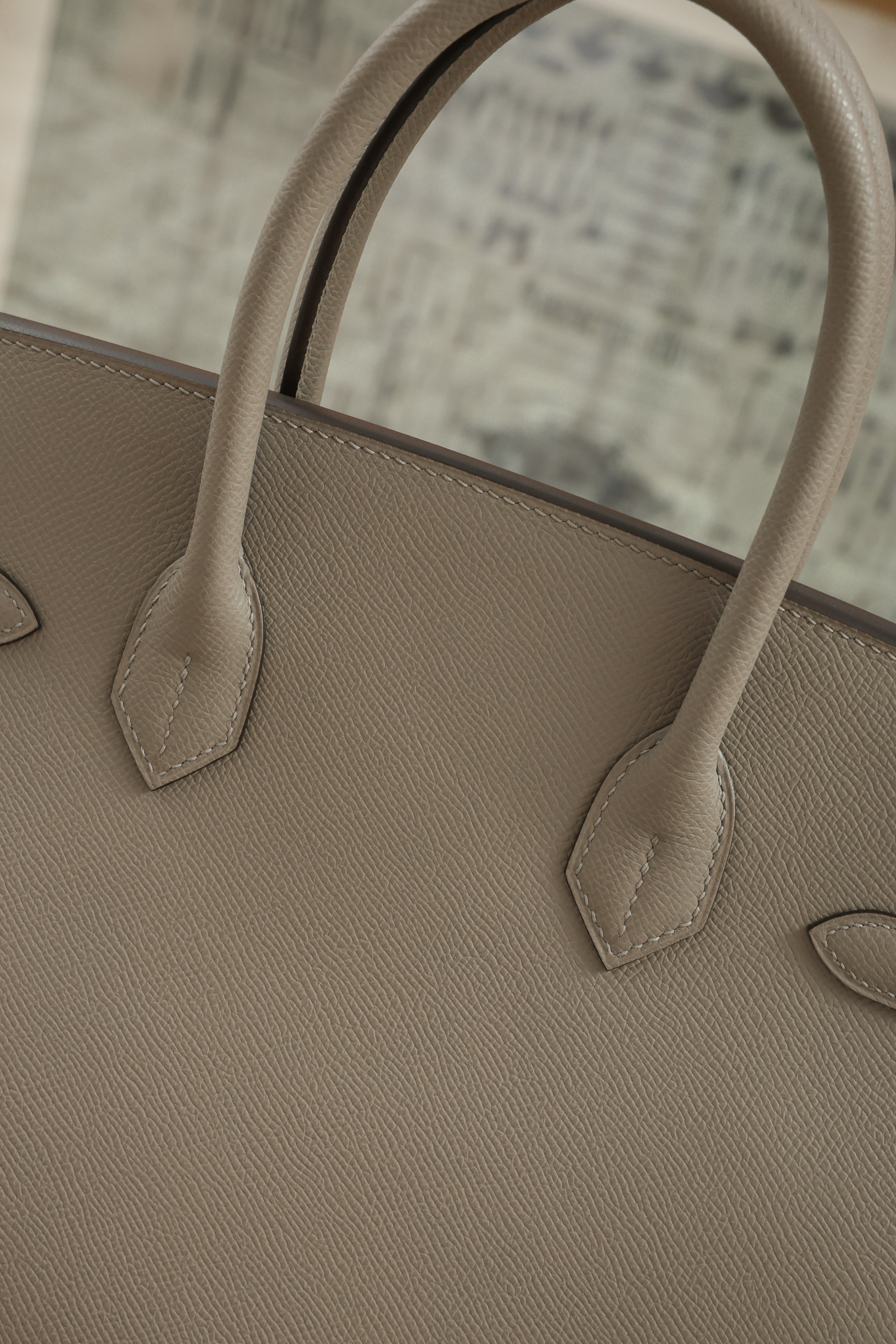 Birkin- All Handmade Golden / Sliver Gris Tourterelle  siwif leather