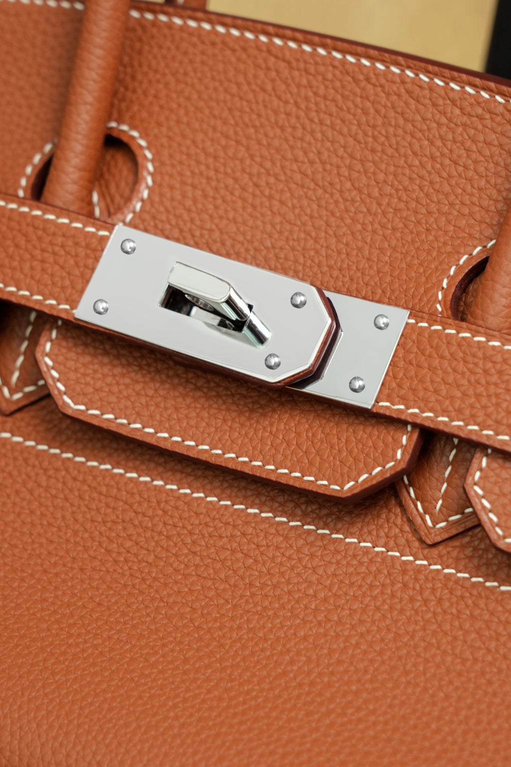 Birkin Shoulder- All Handmade Golden / Sliver Golden brown togo leather