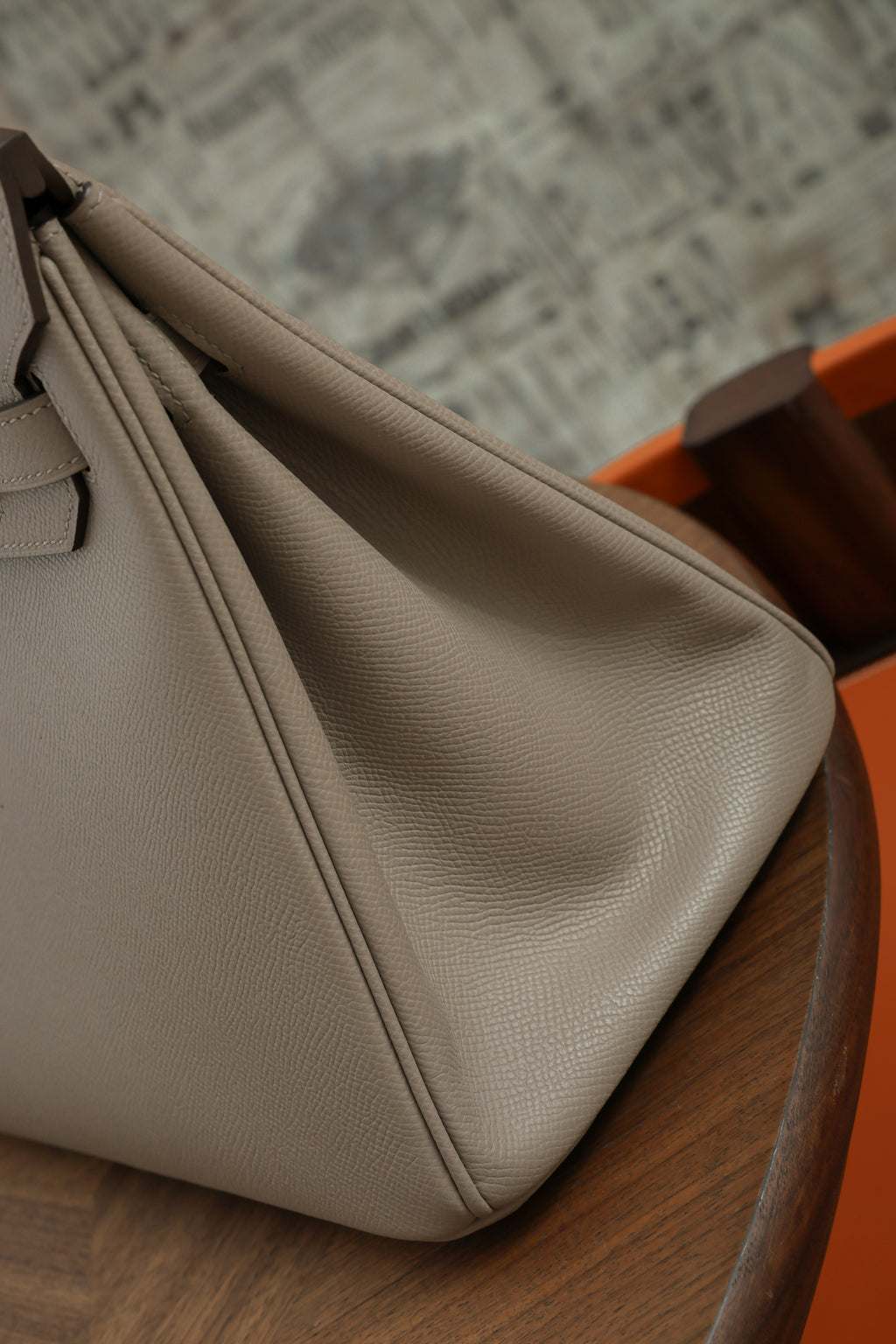 Birkin- All Handmade Golden / Sliver Gris Tourterelle  siwif leather