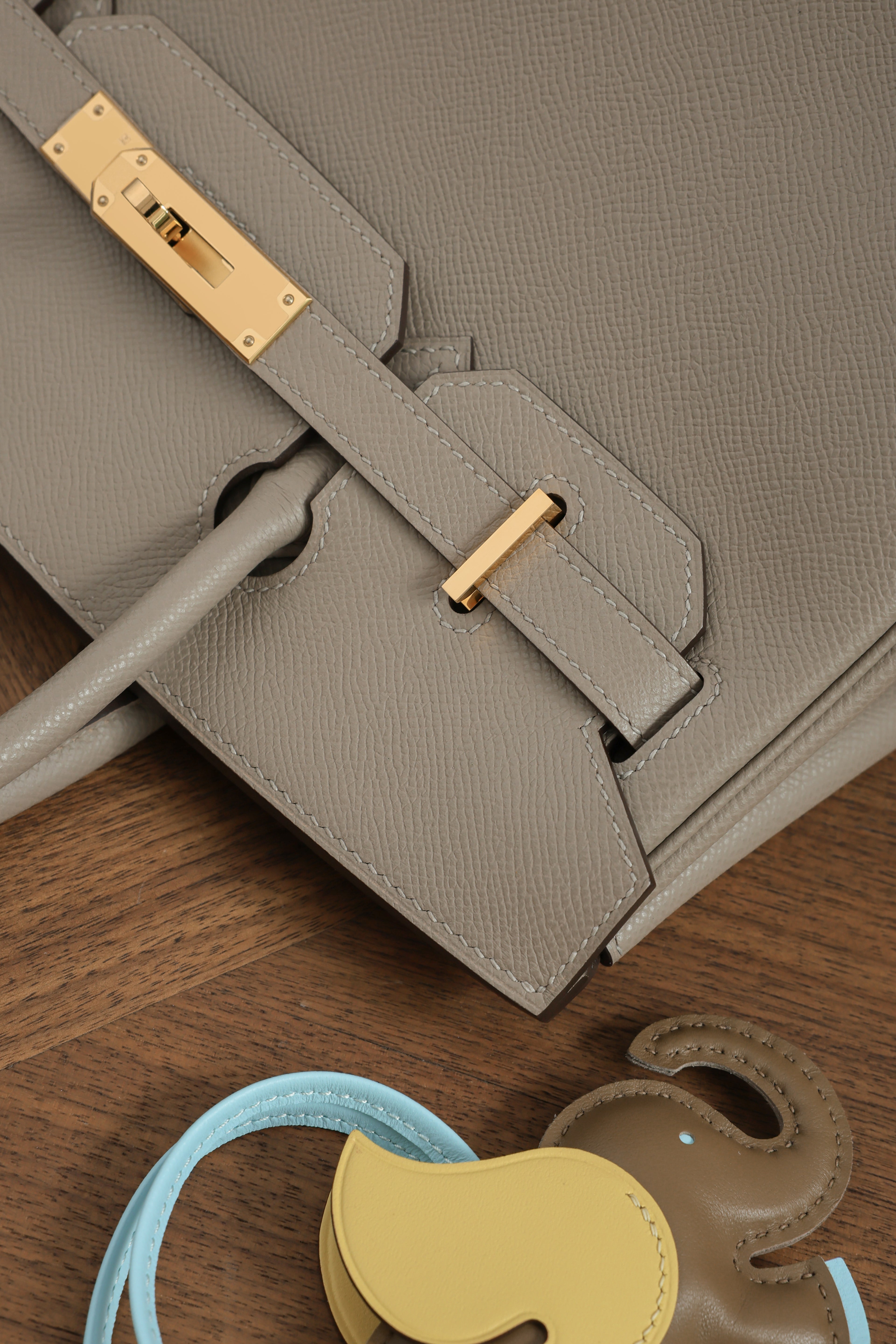 Birkin- All Handmade Golden / Sliver Gris Tourterelle  siwif leather