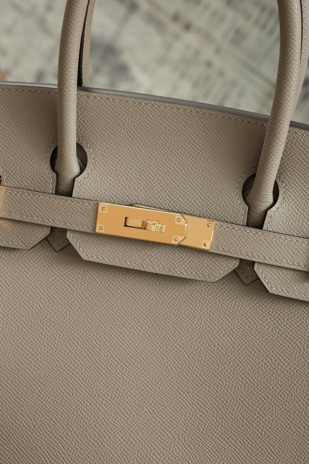 Birkin- All Handmade Golden / Sliver Gris Tourterelle  siwif leather