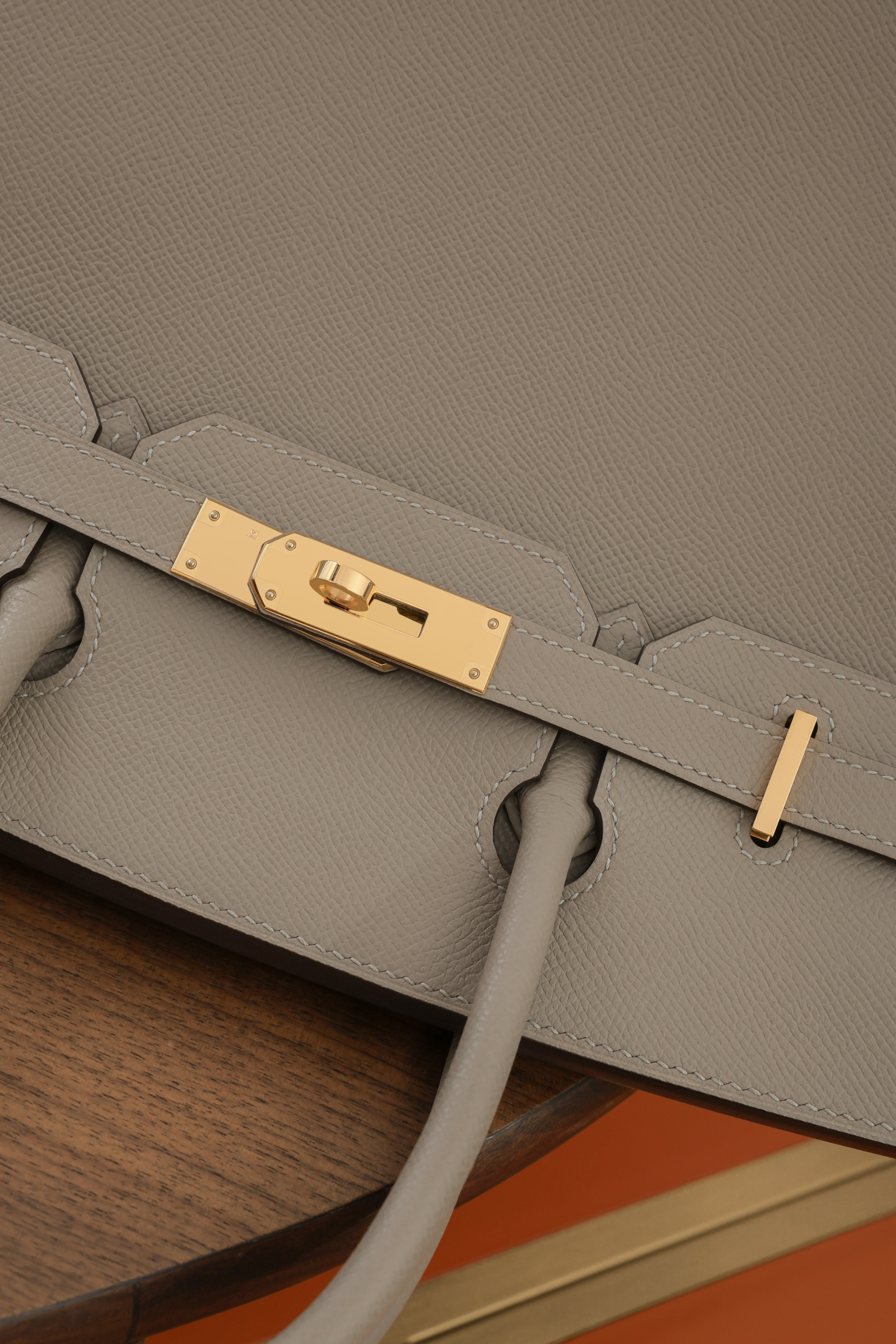 Birkin- All Handmade Golden / Sliver Gris Tourterelle  siwif leather