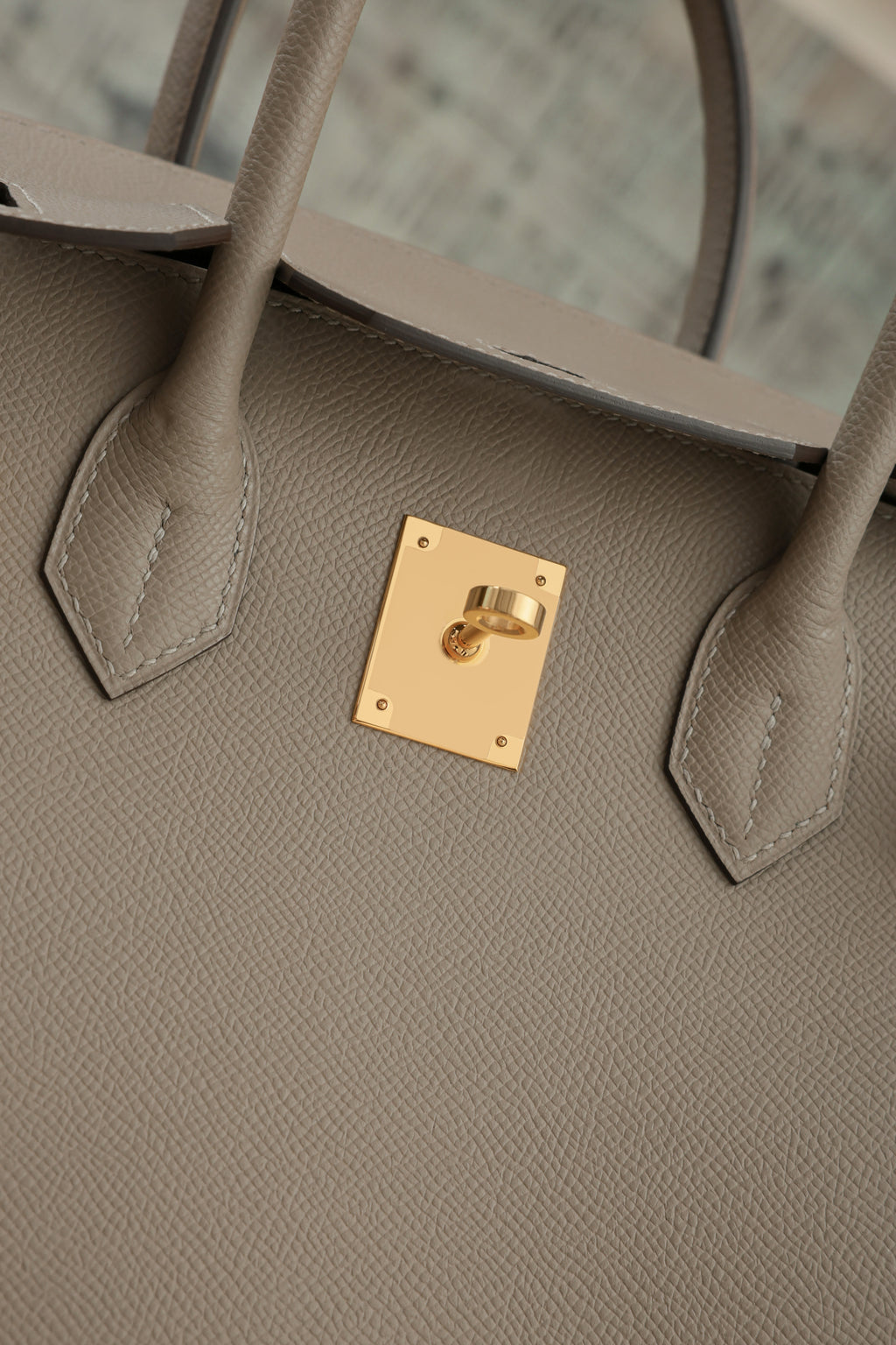 Birkin- All Handmade Golden / Sliver Gris Tourterelle  siwif leather