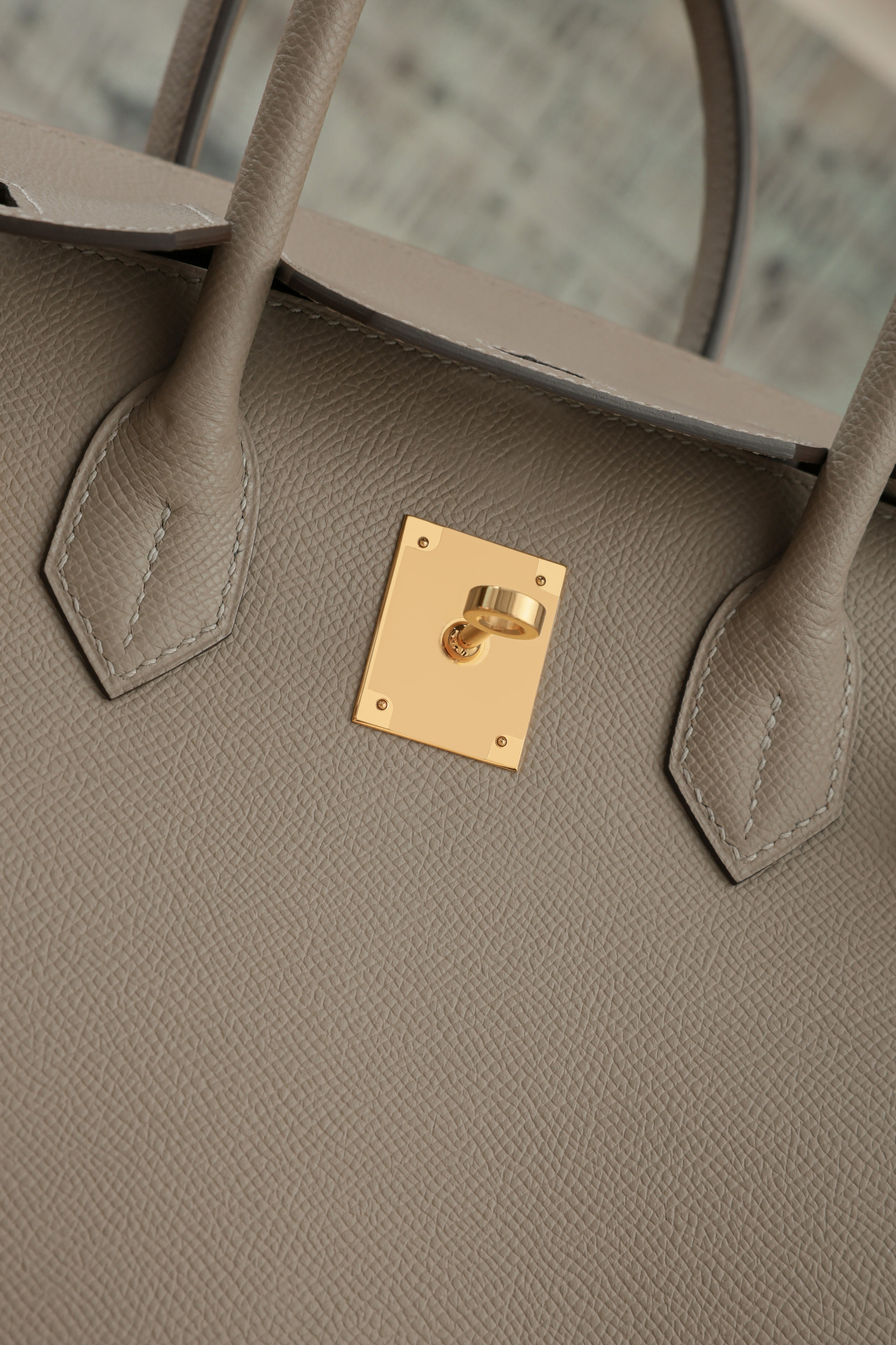 Birkin- All Handmade Golden / Sliver Gris Tourterelle  siwif leather