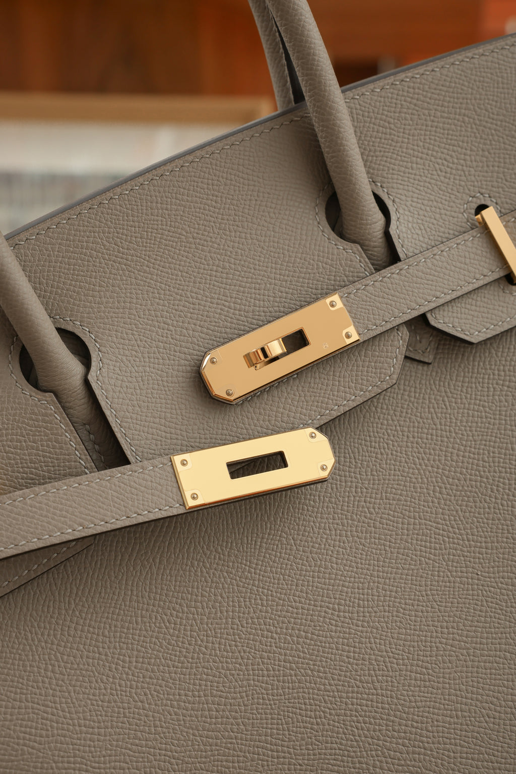 Birkin- All Handmade Golden / Sliver Gris Tourterelle  siwif leather